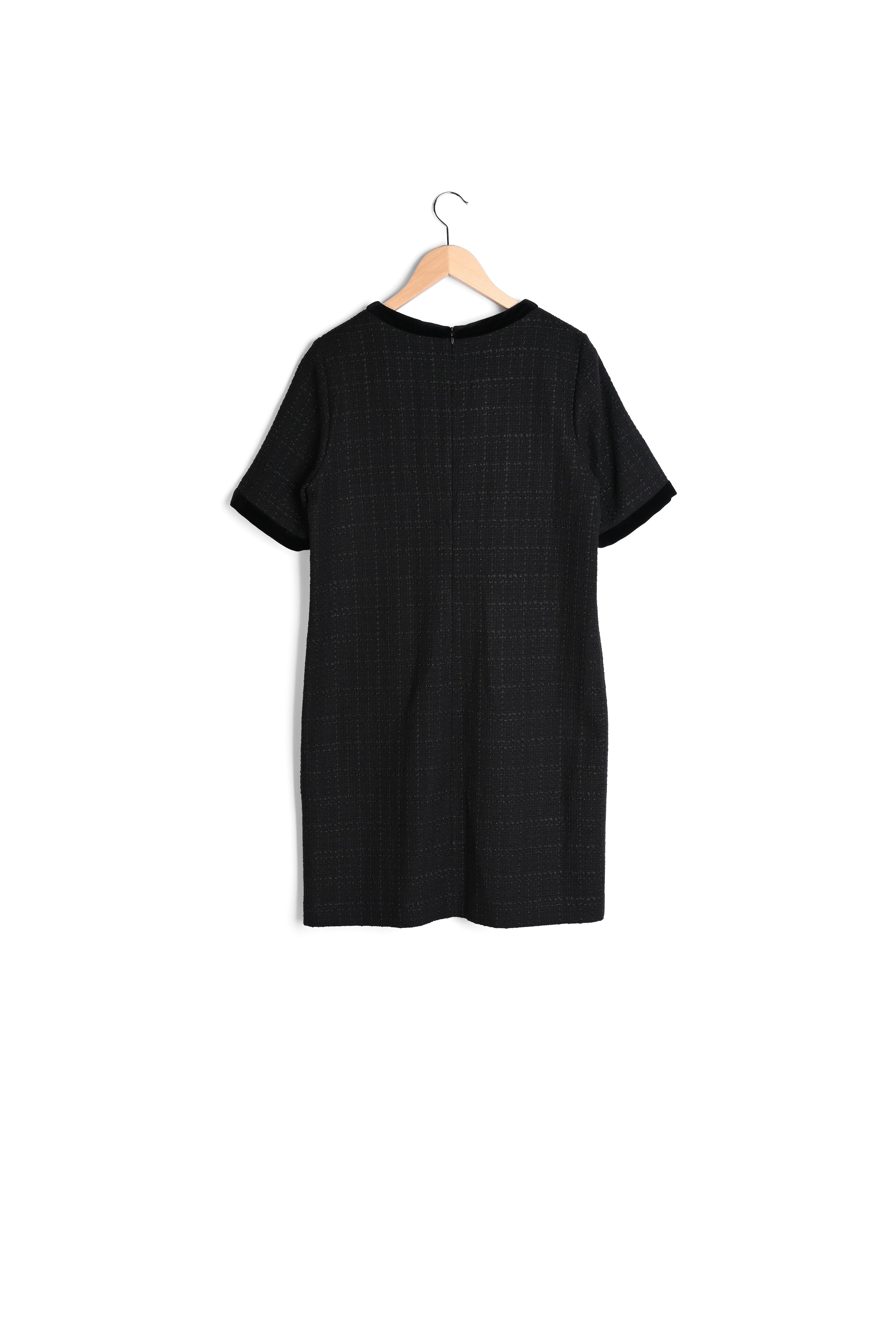 Robe 60s en tweed et détails velours - JAZZ Faume - seconde main