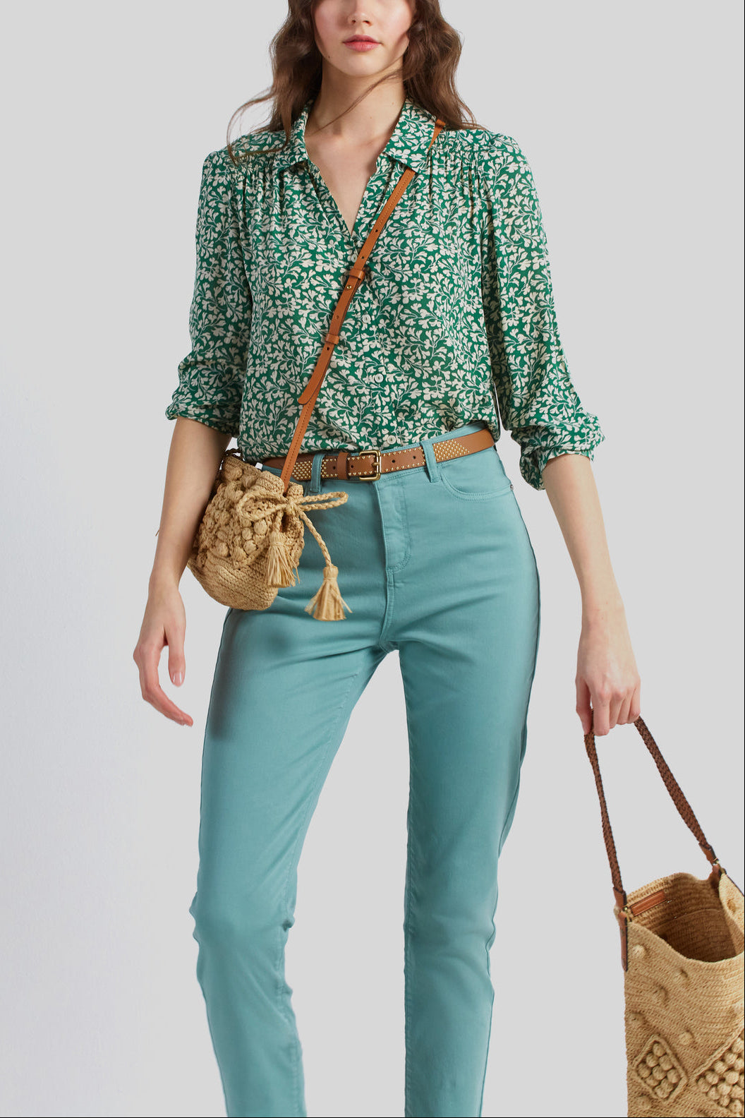 Chemise à motif floral et smocks - CERISE Faume - seconde main