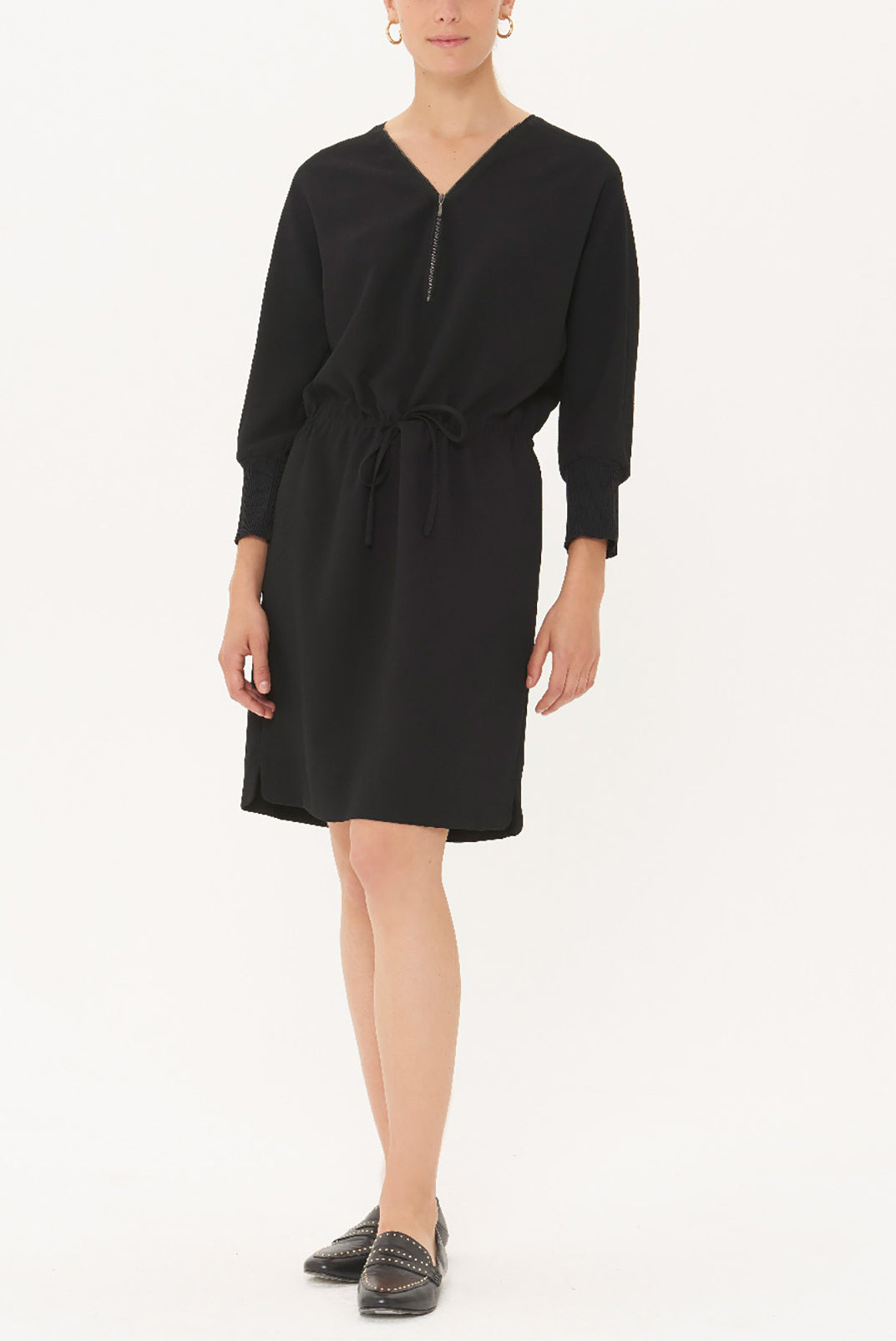 DONNA - Robe ceinturée en crêpe Faume - seconde main