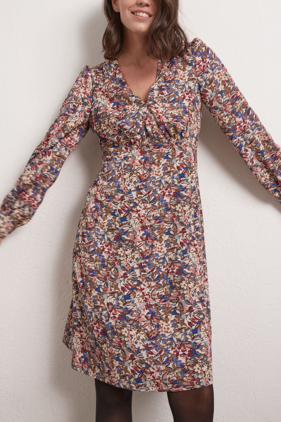 Robe V imprimée avec smocks Faume - seconde main