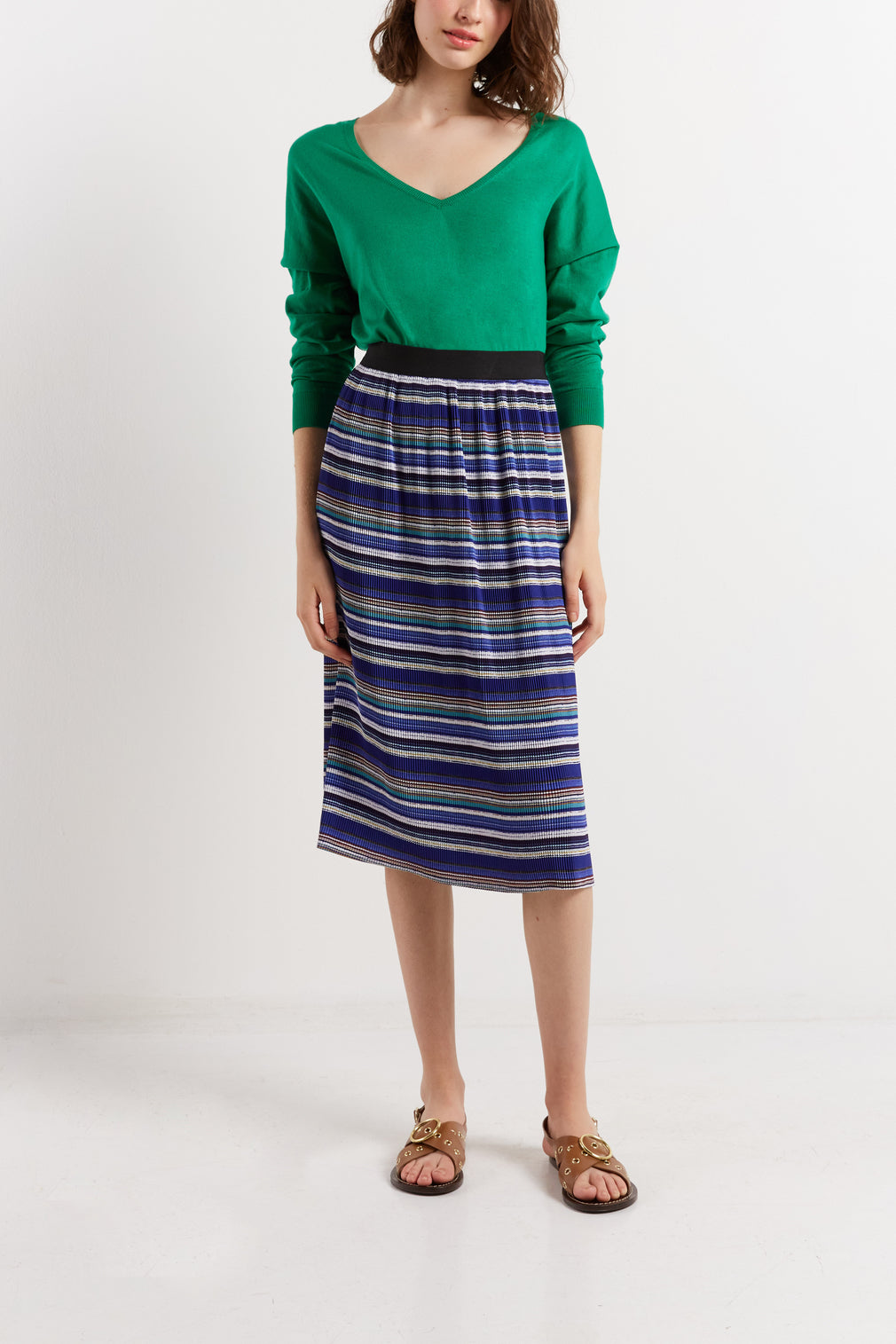 Jupe plissée à rayures - BLANCA Faume - seconde main