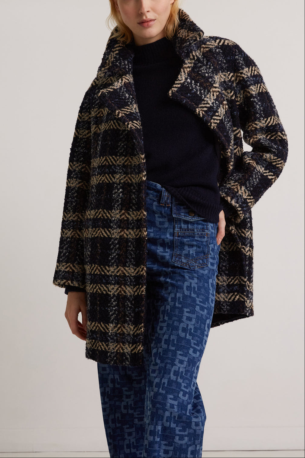 Manteau en prince de galles fantaisie - SOLINE Faume - seconde main