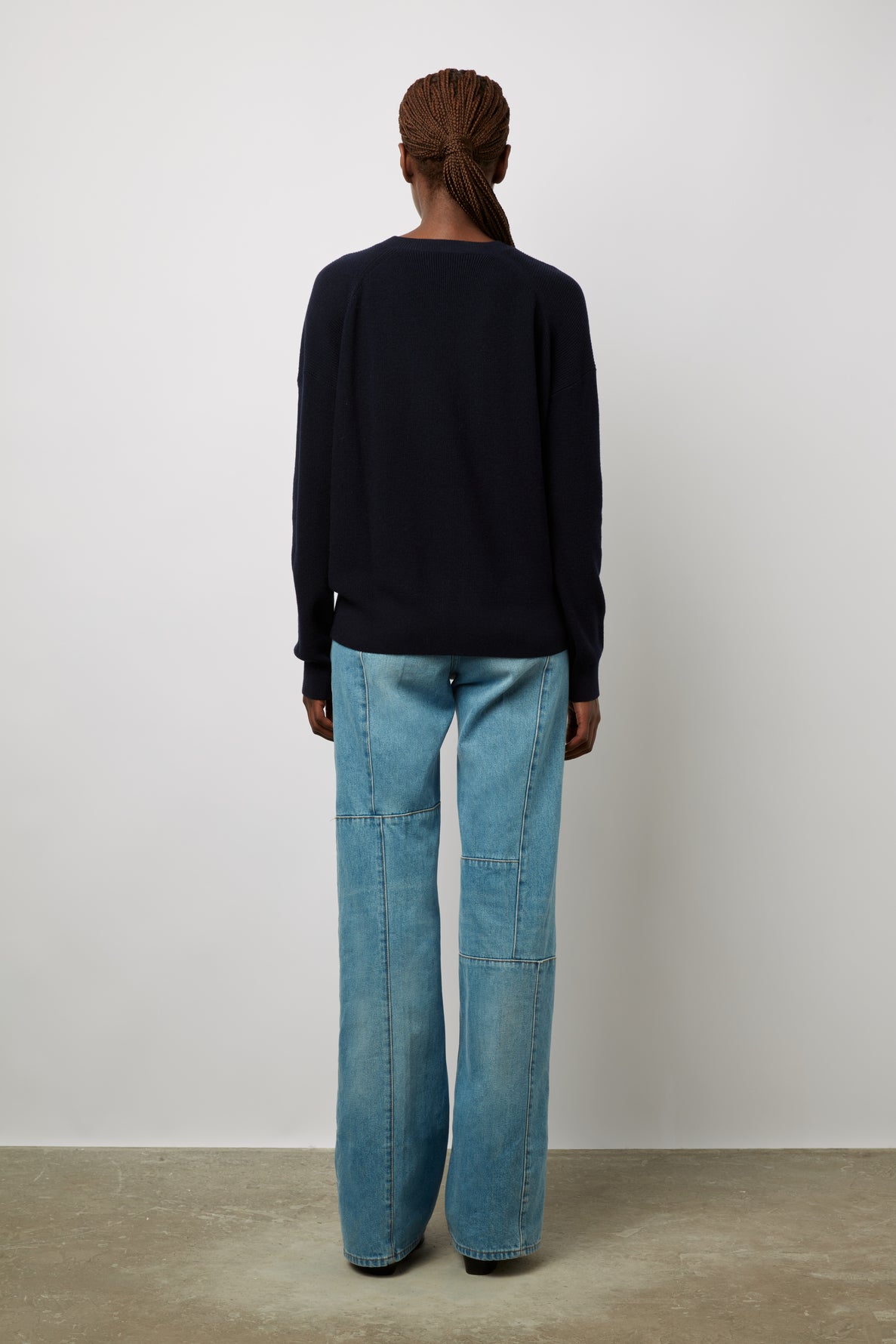 Pull V en laine et coton à fines côtes - LAURANNA Faume - seconde main