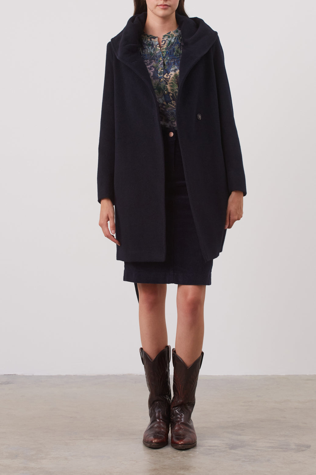 Manteau ceinturé en laine vierge et angora - SYRINE Faume - seconde main