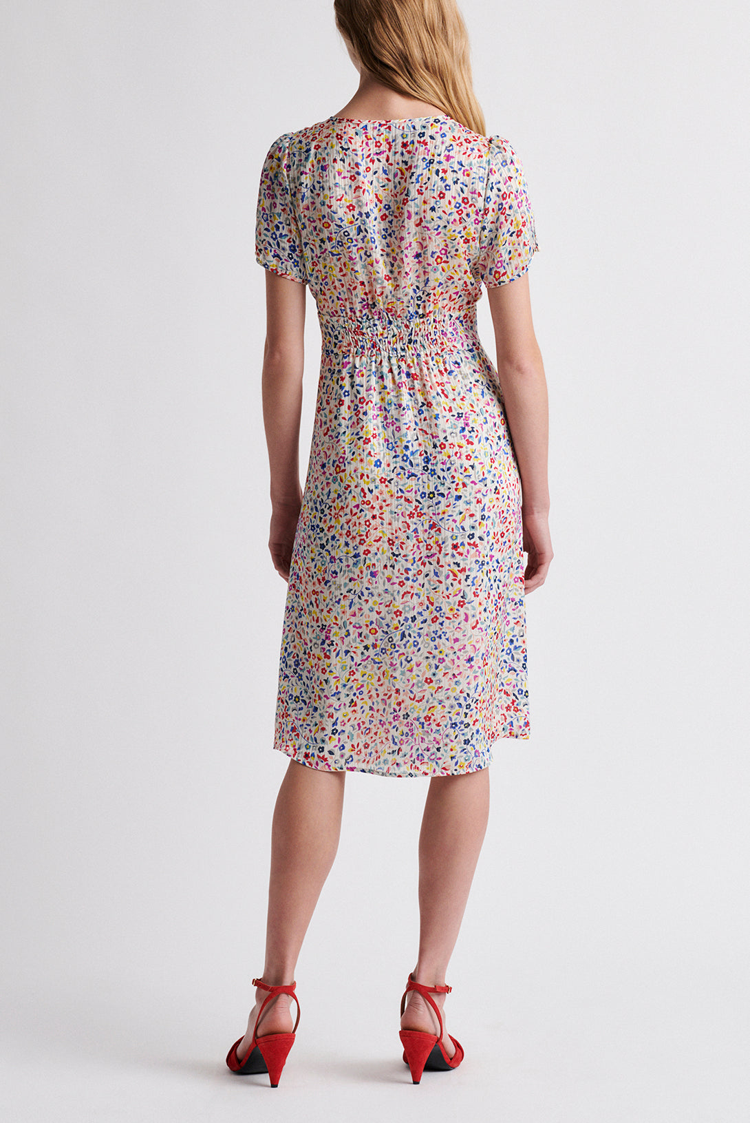 SALVINA - Robe courte ceinturée à imprimé floral Faume - seconde main