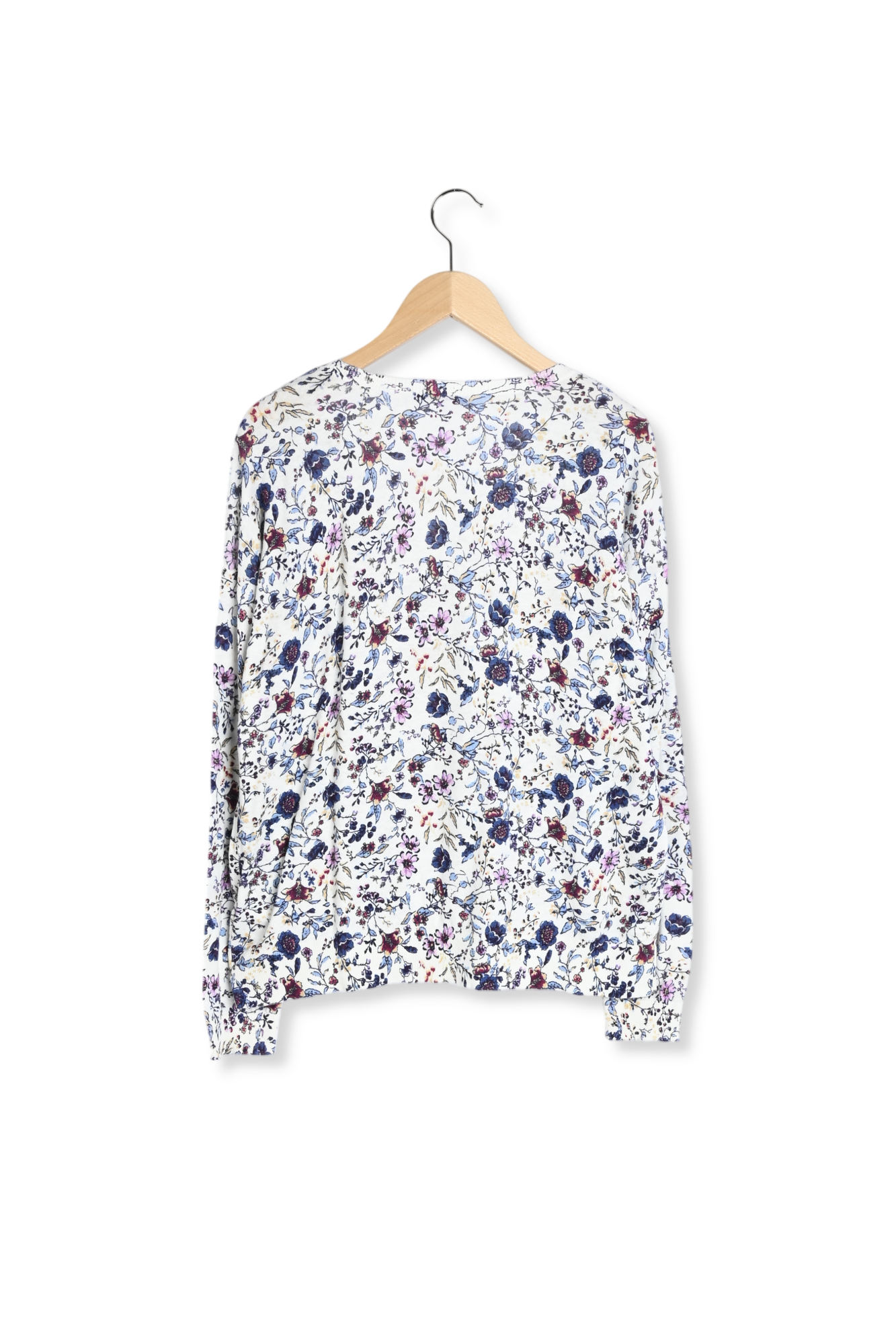 Pull Col V motif floral - LAURYNDA Faume - seconde main