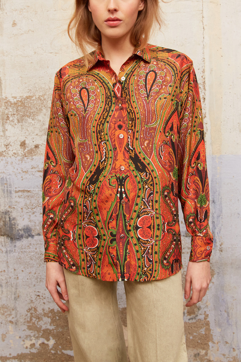 Chemise en soie imprimée Faume - seconde main