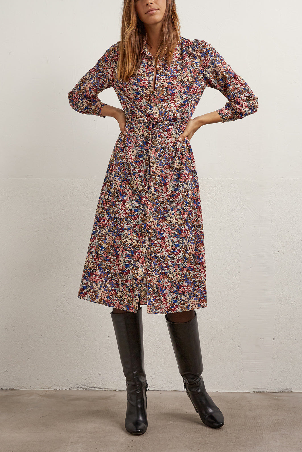 Tullia - Robe longue à imprimé floral Faume - seconde main