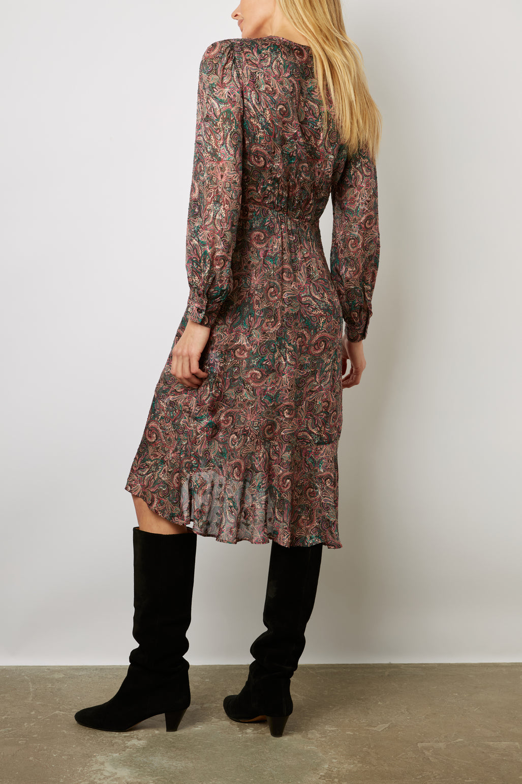 Robe midi en imprimé cachemire et lurex - JAELYN Faume - seconde main