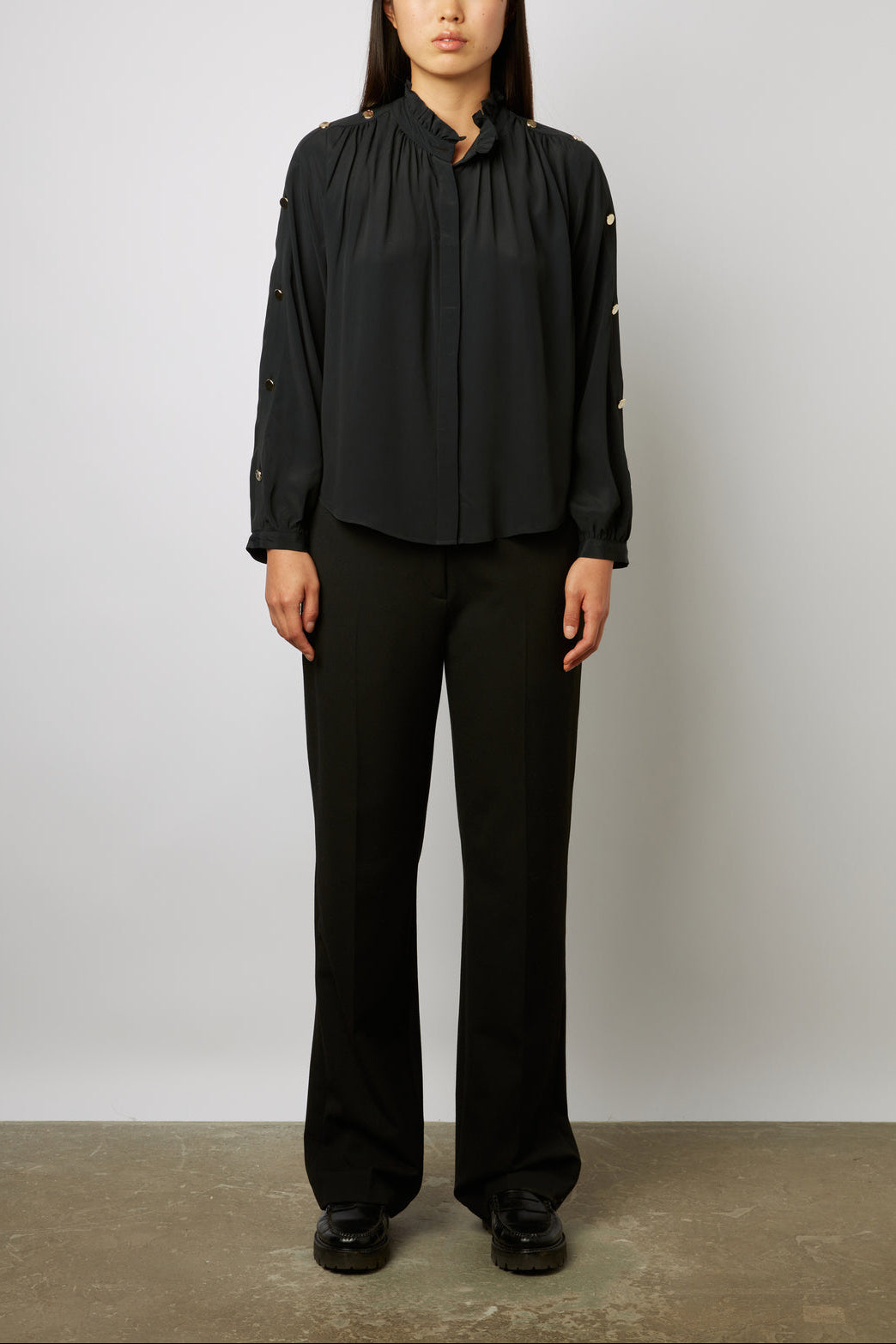 Chemise fluide à col montant et boutons dorés - CLEMENTINE Faume - seconde main