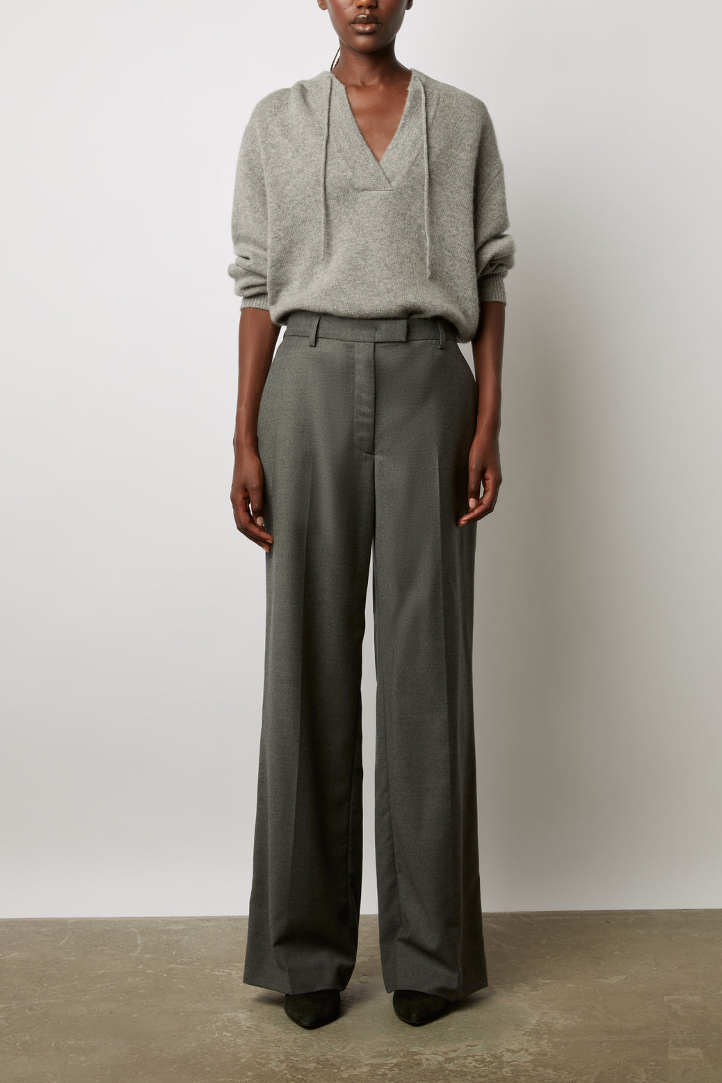 Pantalon large en flanelle unie - DALI Faume - seconde main