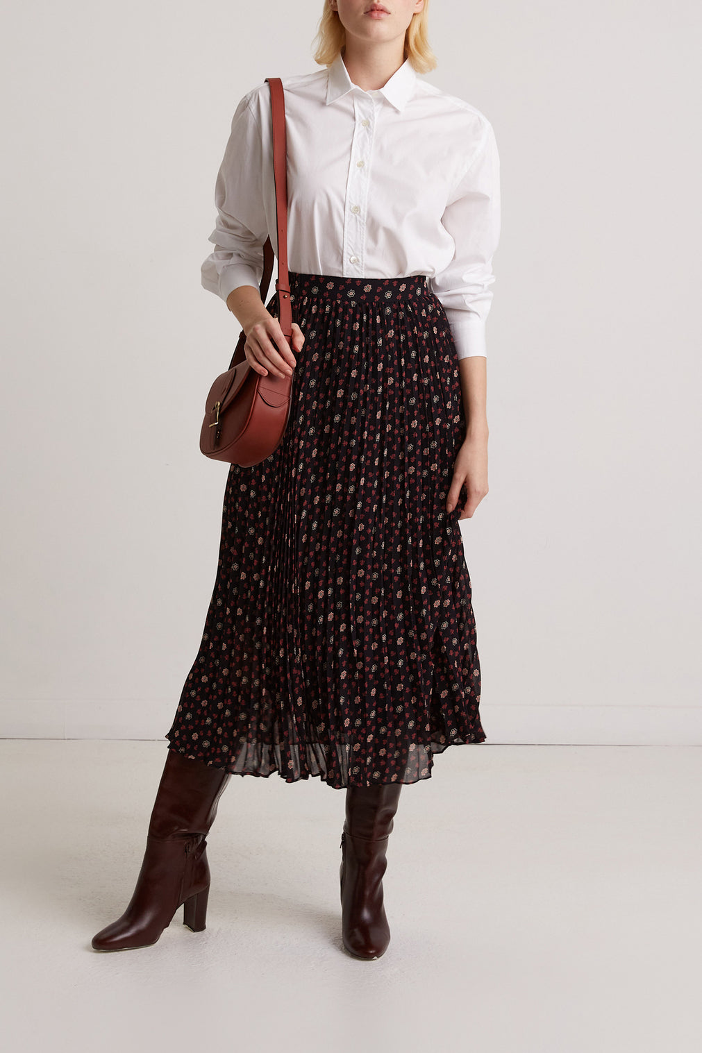 Jupe midi plissée à petites fleurs - BALMA Faume - seconde main