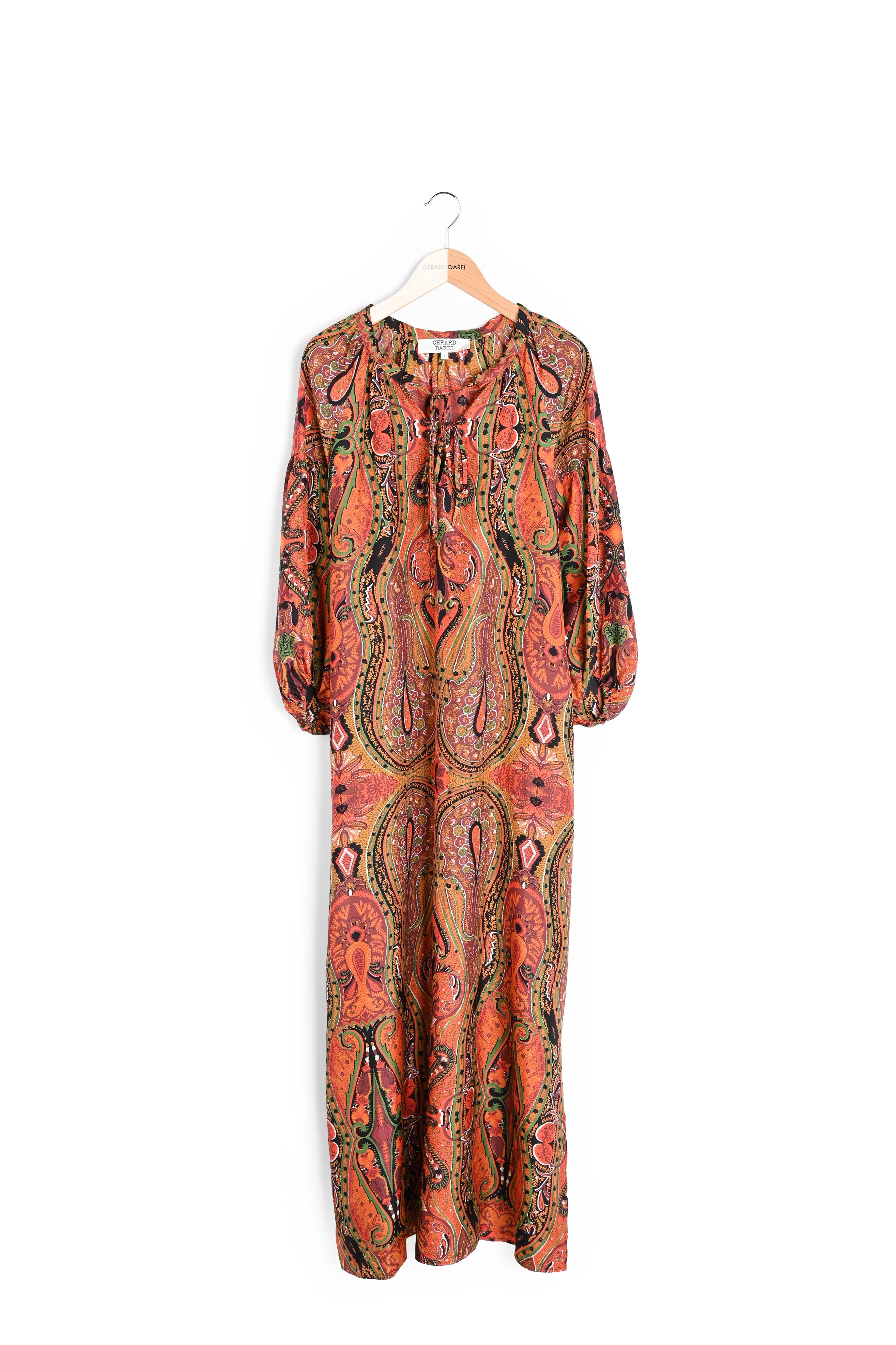 SAHANA - Robe longue en soie imprimée façon tunique Faume - seconde main