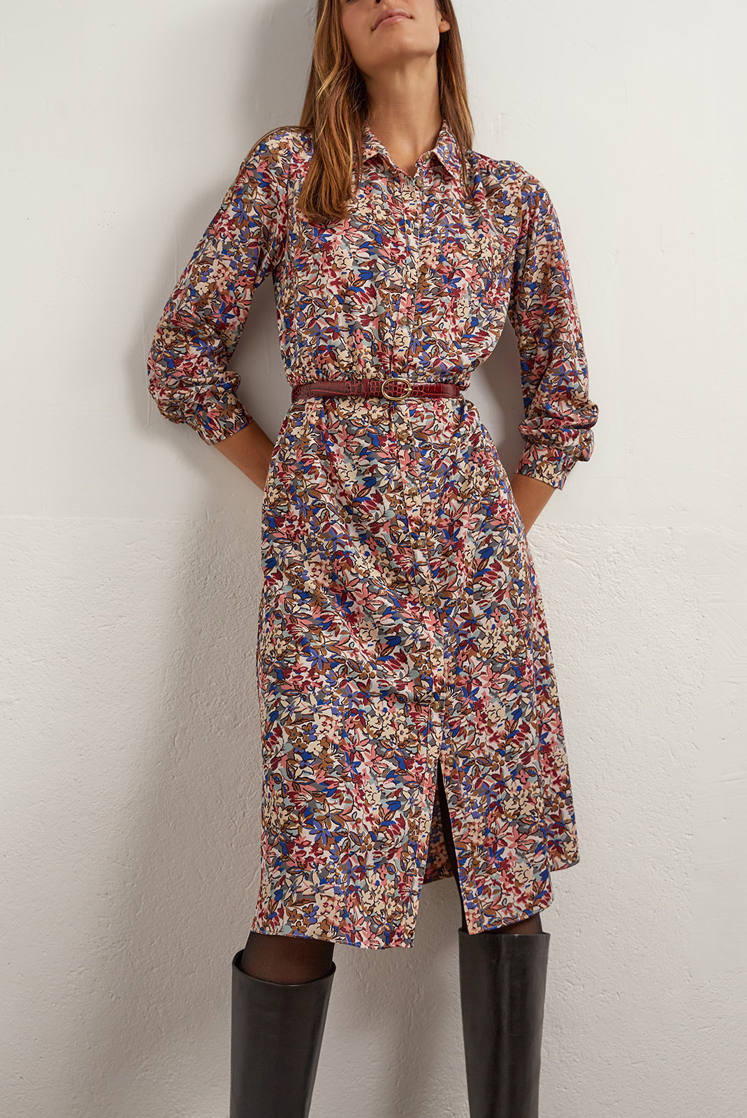 Tullia - Robe longue à imprimé floral Faume - seconde main