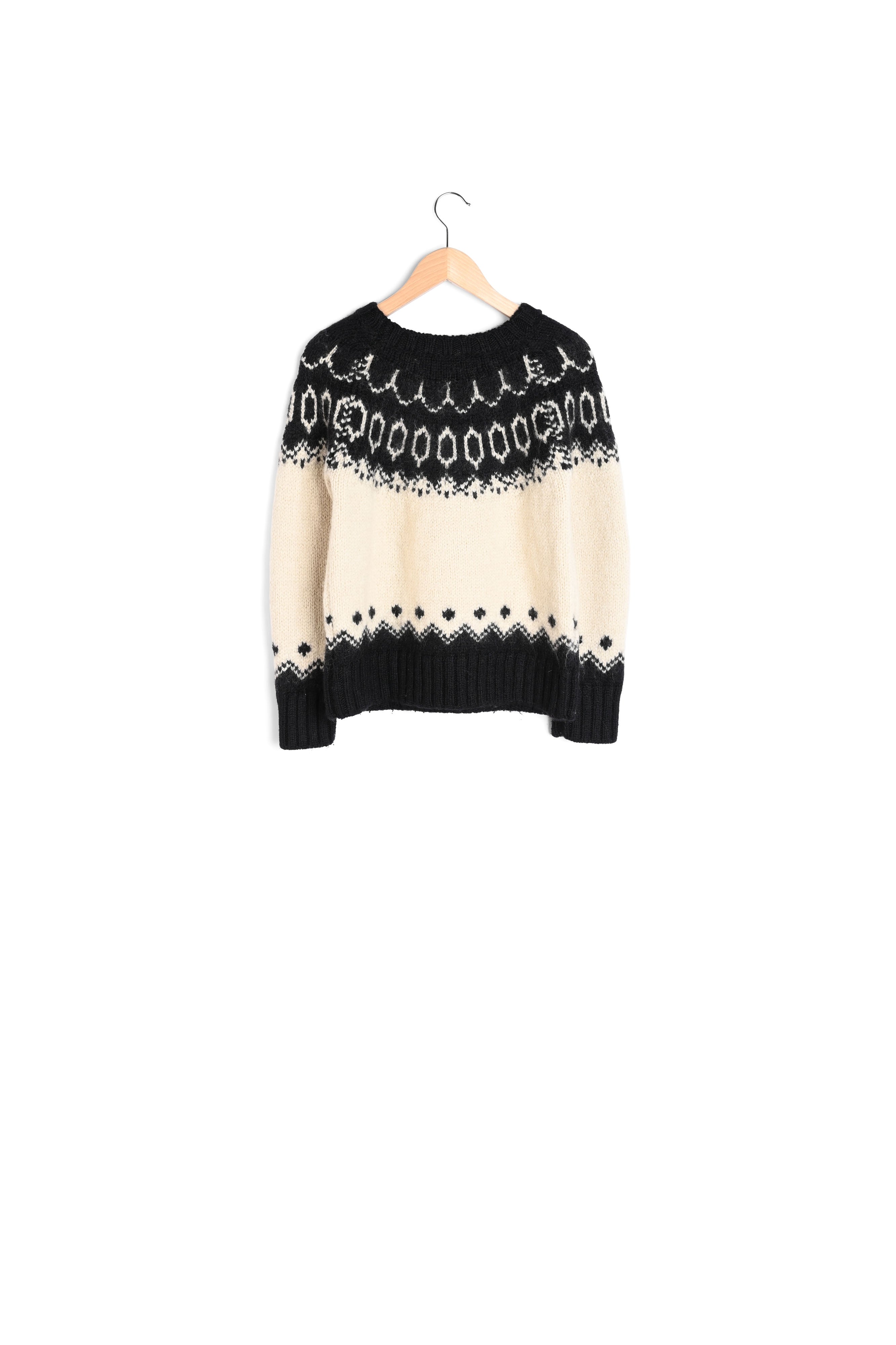Pull d'hiver en laine mélangée et motifs bicolores - LOUNESS Faume - seconde main
