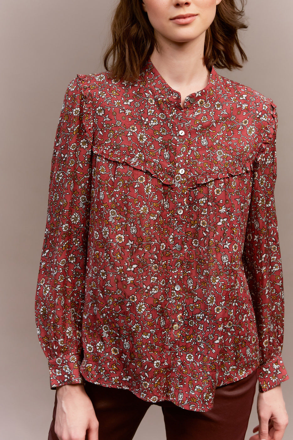 CASEY - Chemise fleurie et détails volantés Faume - seconde main