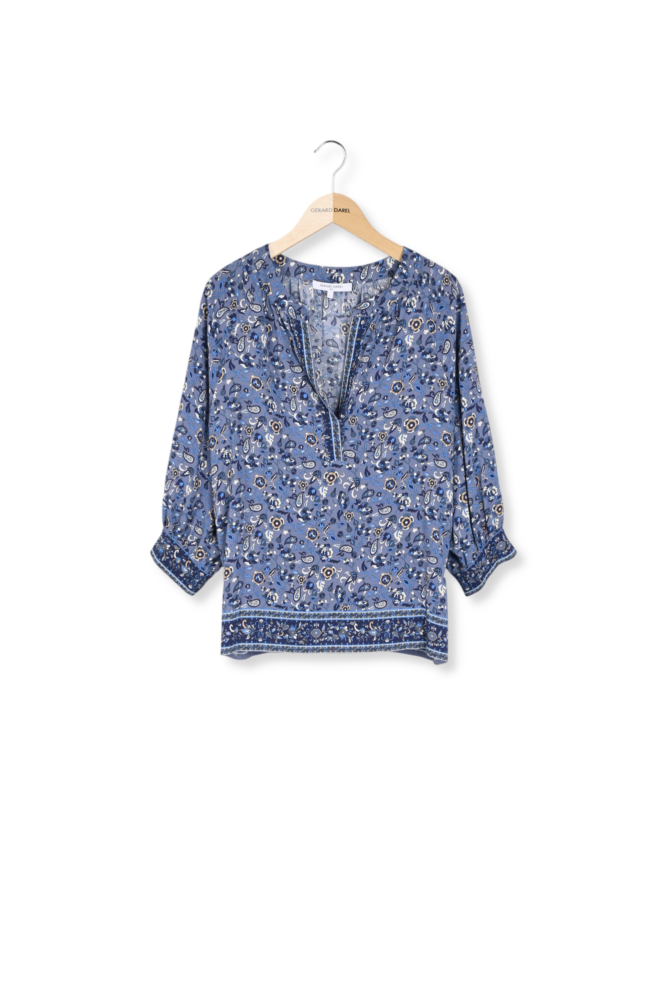 Blouse à motif et finitions contrastées - CAMELLIA Faume - seconde main