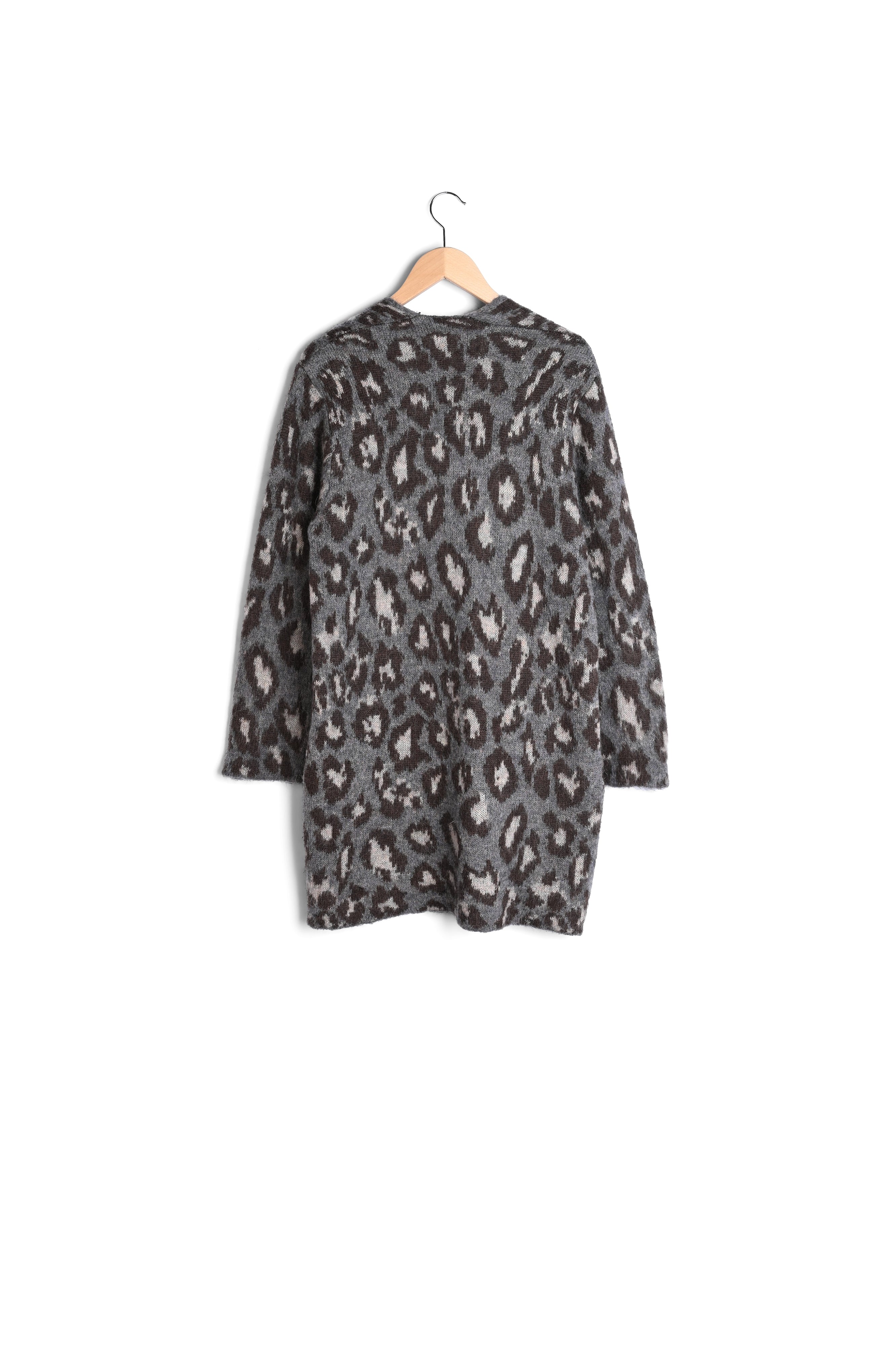 SARA - Gilet oversize en laine léopard Faume - seconde main