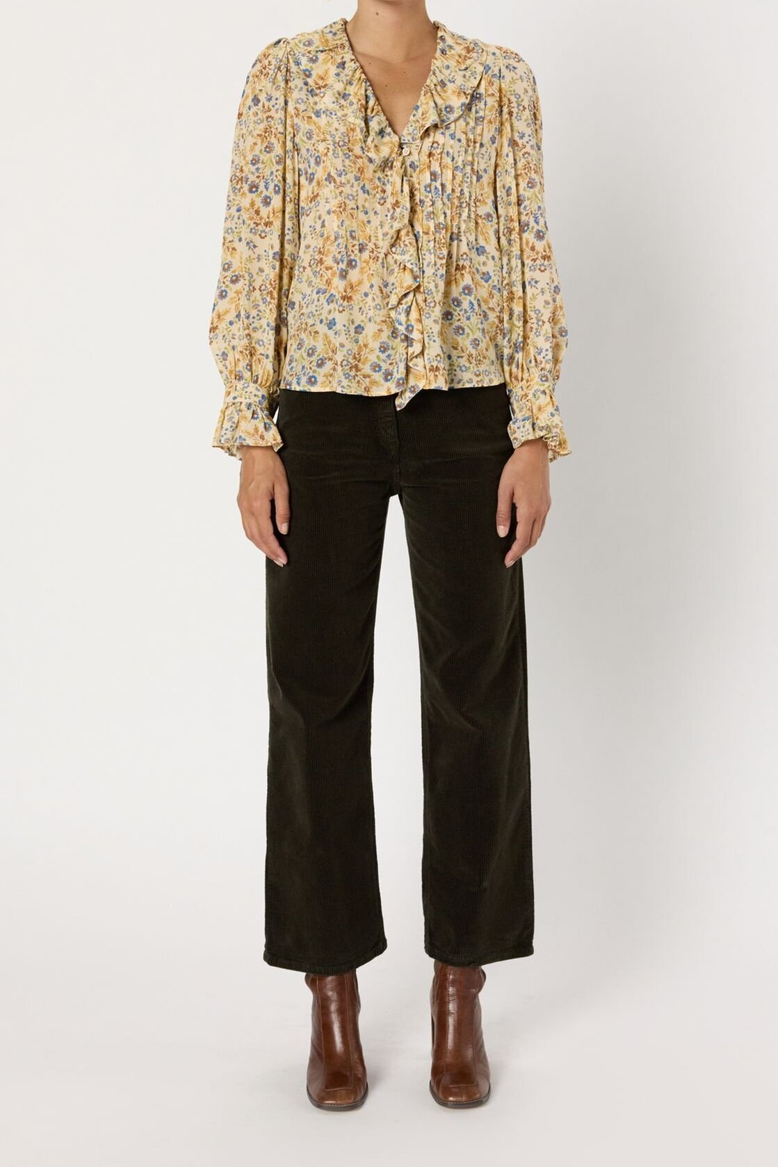 Chemise fleurie à volants - ABBY Faume - seconde main