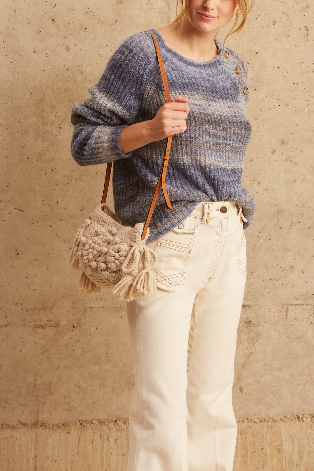 Pull à rayures chinées - LILA Faume - seconde main