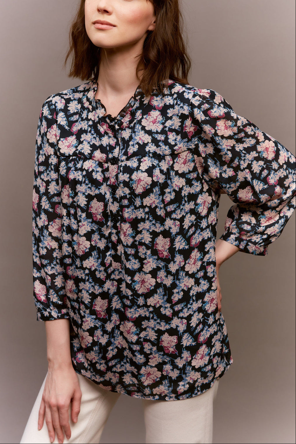Blouse fluide à l'imprimé floral - CAMELLIA Faume - seconde main