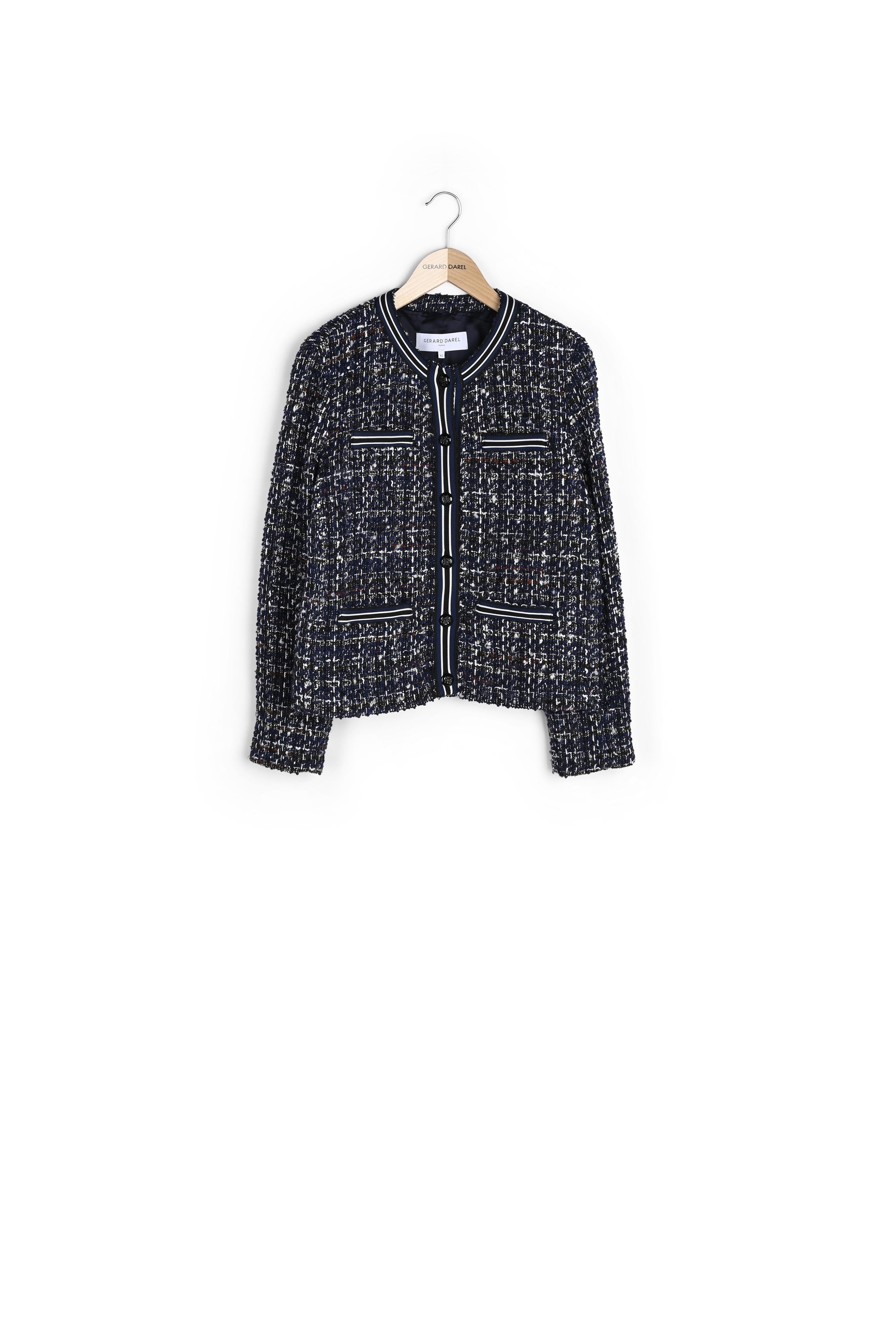 Veste courte en tweed coloré et Lurex Faume - seconde main