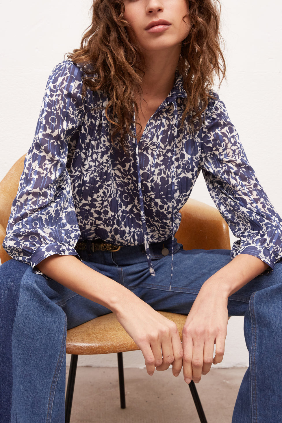 Blouse à imprimé floral avec Lurex Faume - seconde main