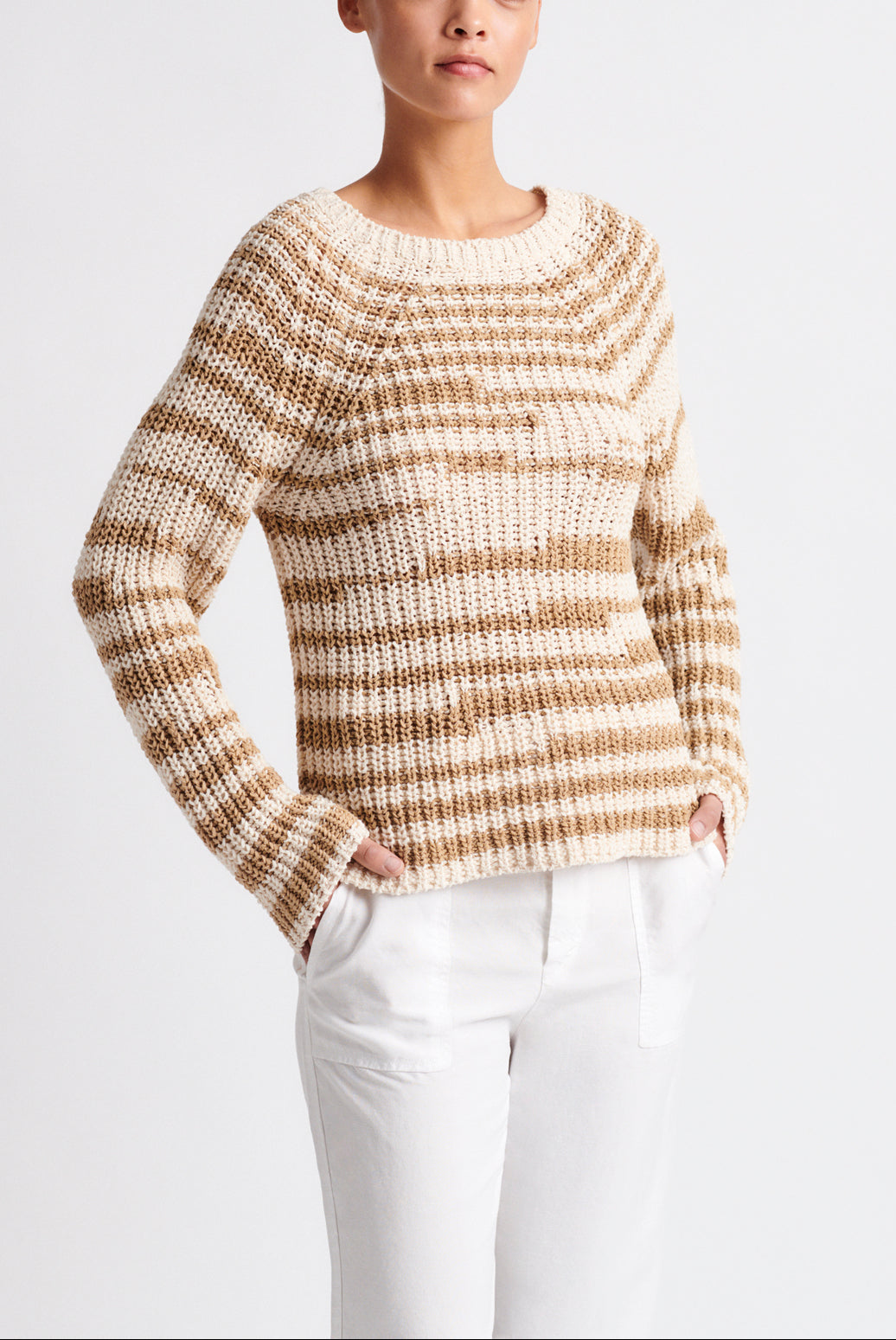 EDY - Pull en coton bicolore Faume - seconde main