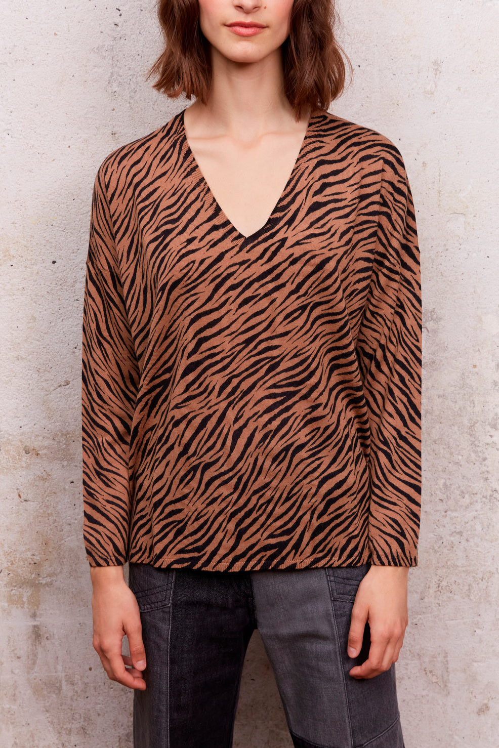 Pull en laine à imprimé animalier Faume - seconde main