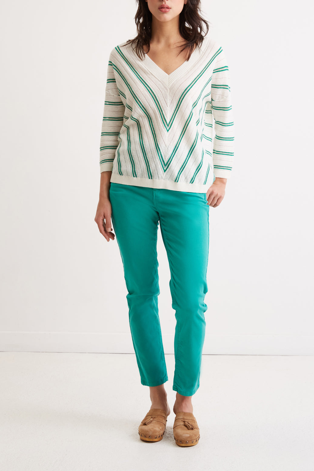 Pull oversize en coton et lin à rayures - LAILY Faume - seconde main