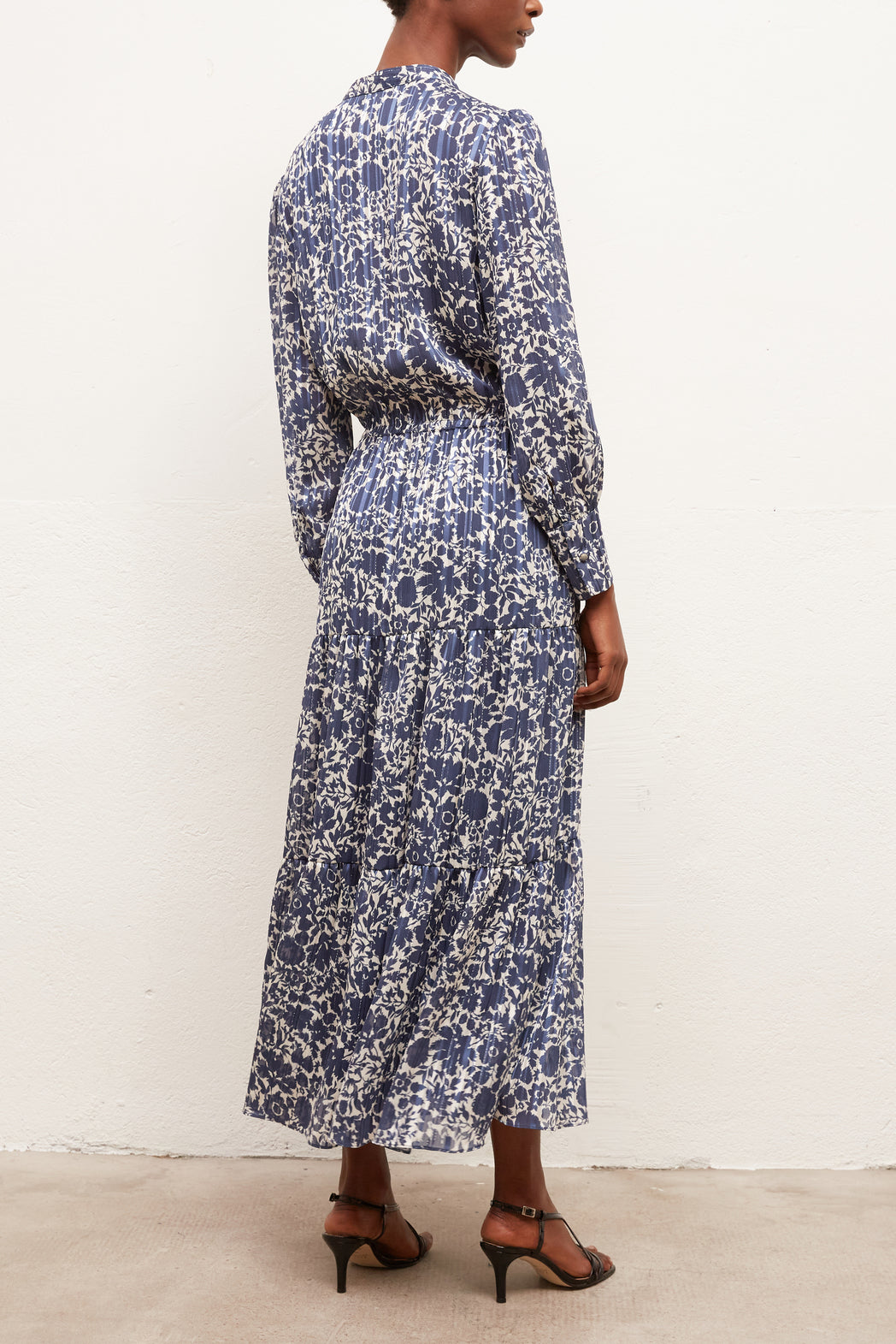 SELDA - Robe longue à imprimé floral avec Lurex Faume - seconde main