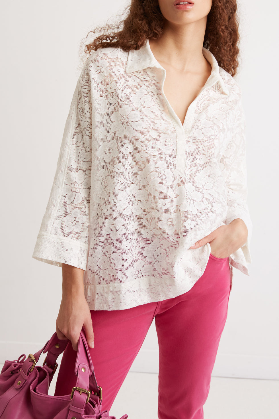 Blouse en dentelle de coton - CHARLES Faume - seconde main