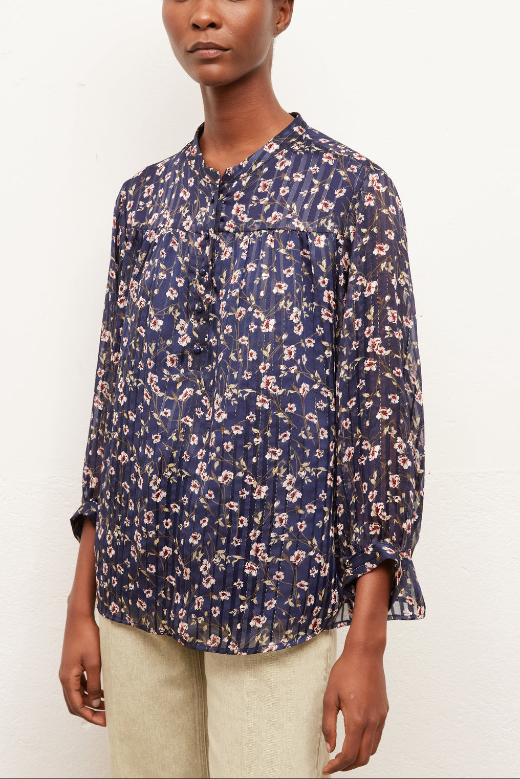 NILLA - Blouse façon mousseline avec Lurex Faume - seconde main