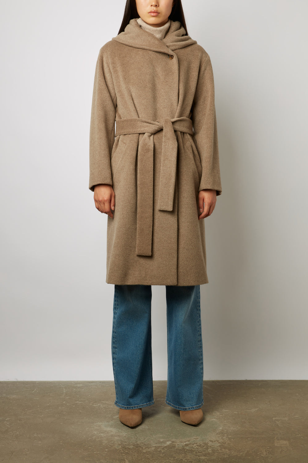 Manteau col châle en laine vierge et angora - SEMRA Faume - seconde main