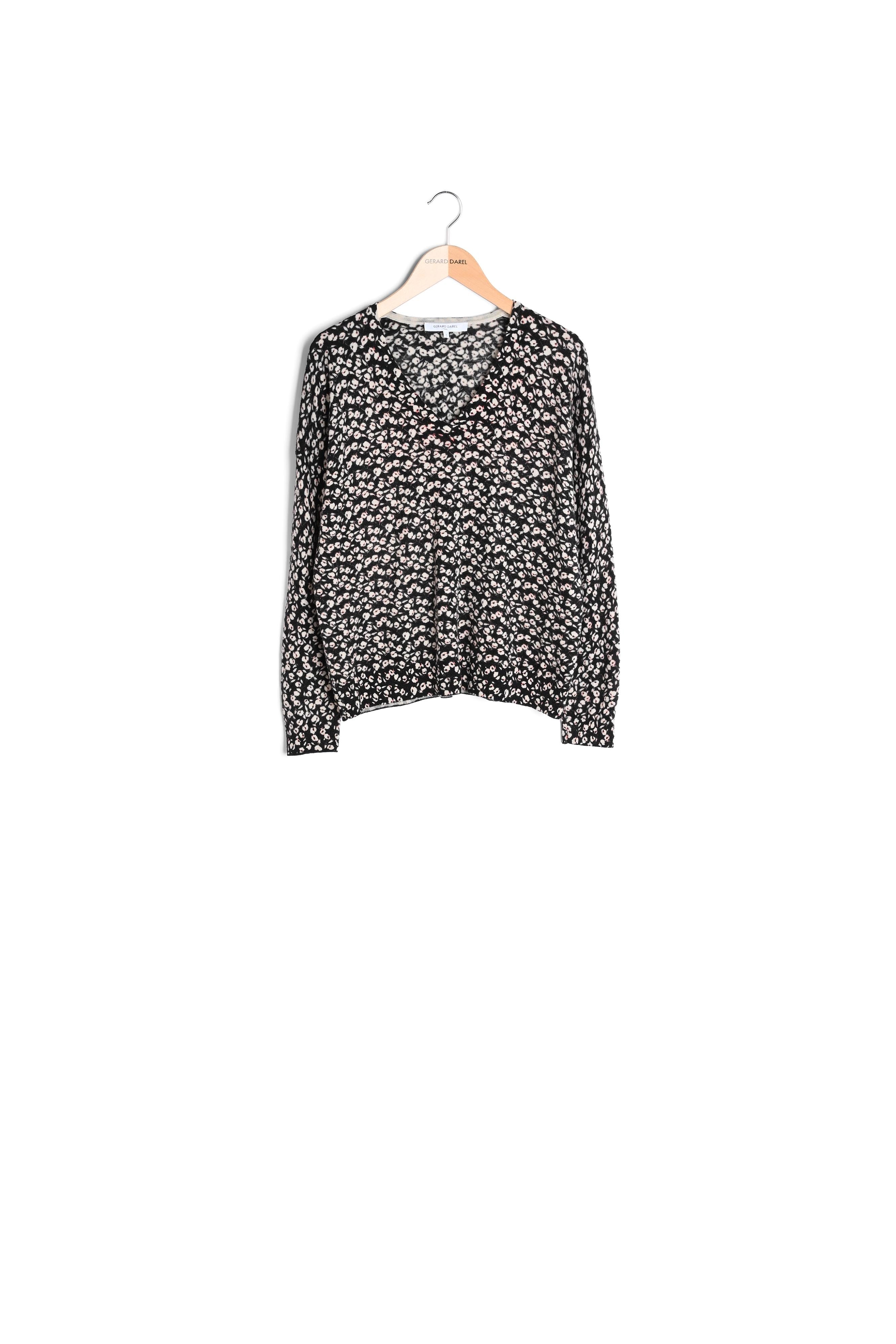 Pull en laine tricoté en maille fine avec print fleuri all over - LIAM Faume - seconde main