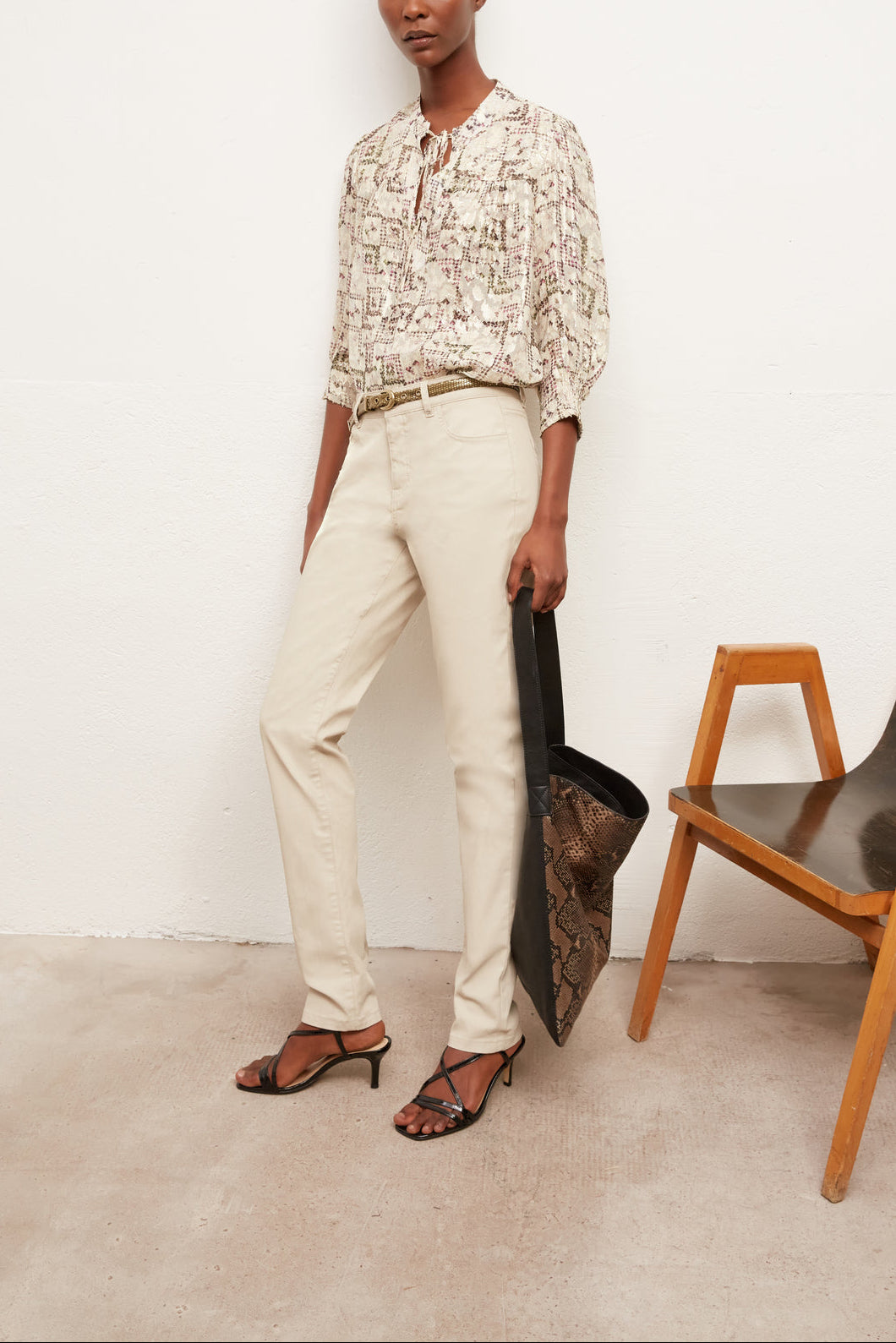 MARGAUX - Pantalon en coton Stretch enduit Faume - seconde main