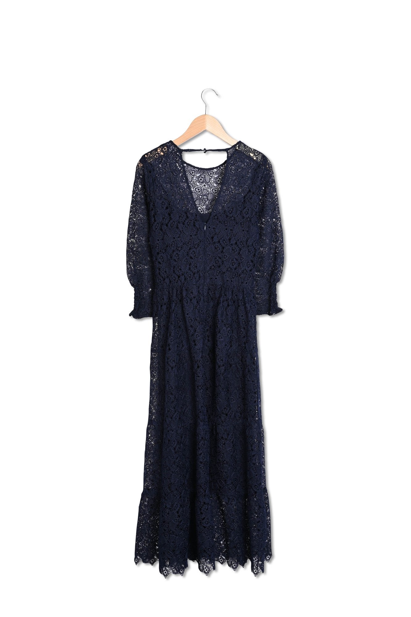 SVEVA - Robe longue en dentelle Faume - seconde main