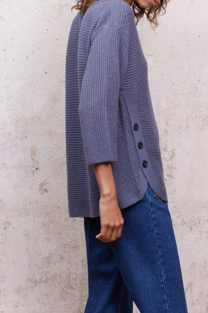 Pull col bateau avec boutons métalliques gravés - LEO Faume - seconde main