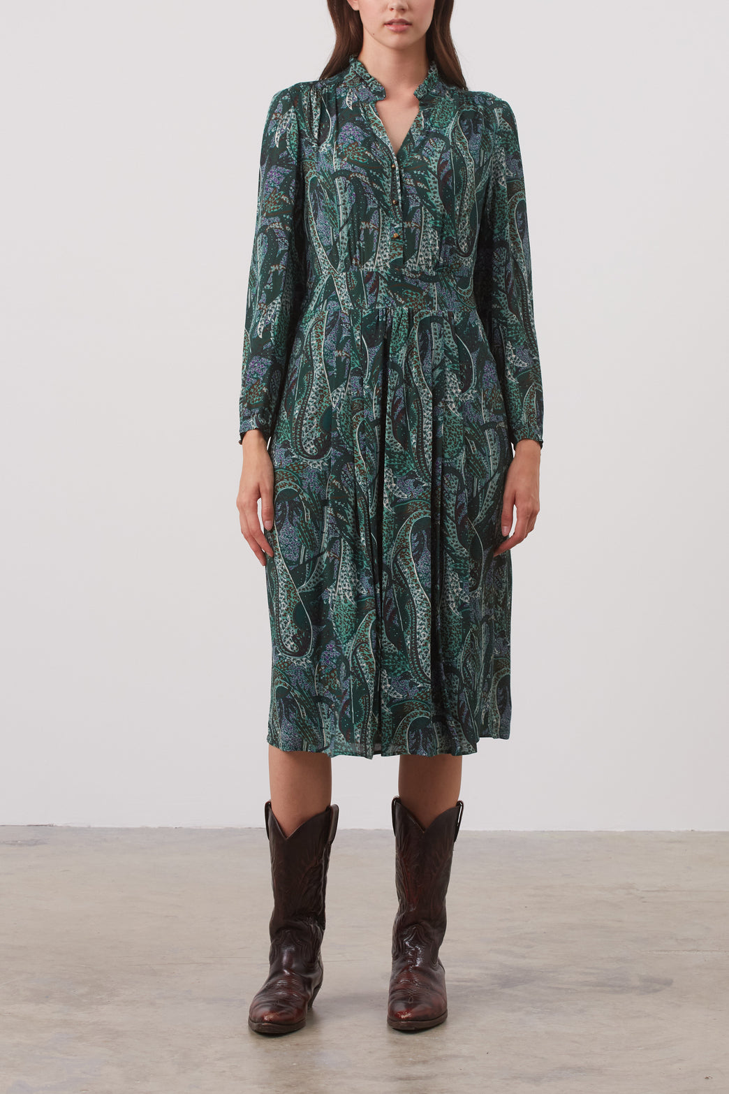 Robe longue en crêpe mousseline imprimé - JOIA Faume - seconde main