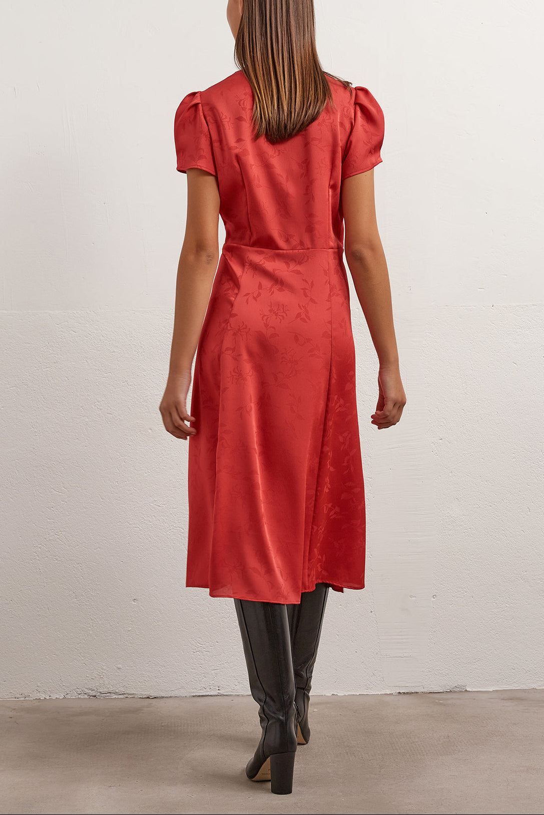 SARA - Robe portefeuille en crêpe Faume - seconde main