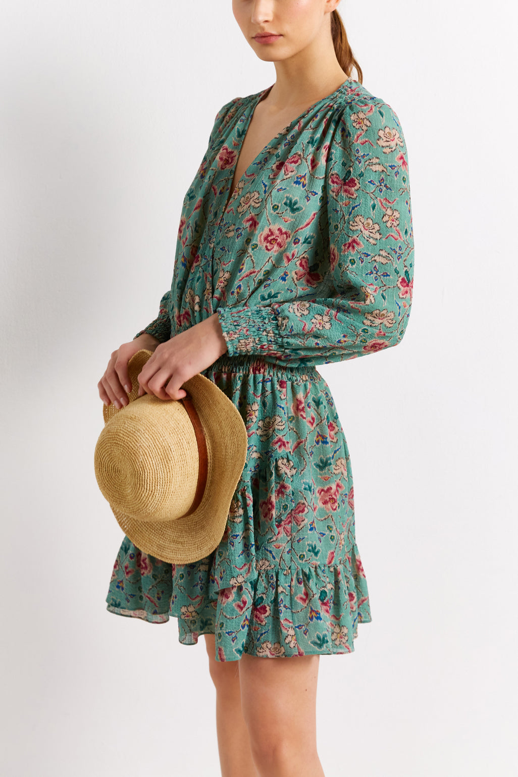 Robe fleurie à smocks - JACK Faume - seconde main