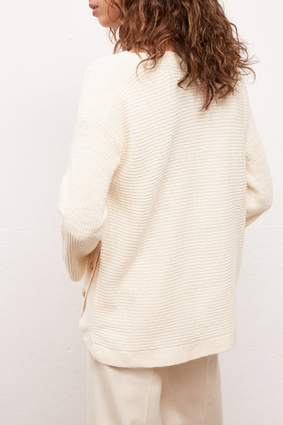 EDDYTH - Pull boutonné en lin et coton Faume - seconde main