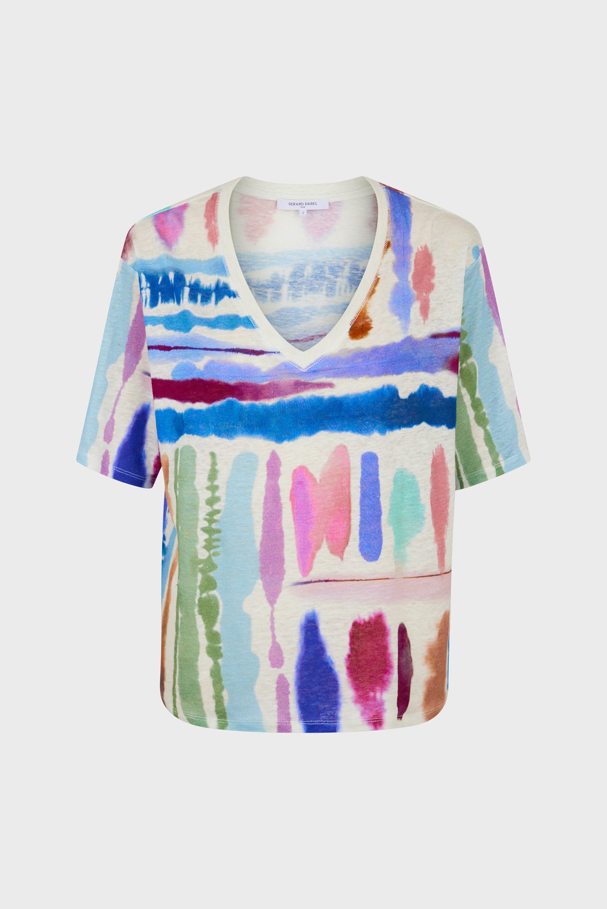 T-Shirt imprimé multicolore en lin - AENORA Faume - seconde main