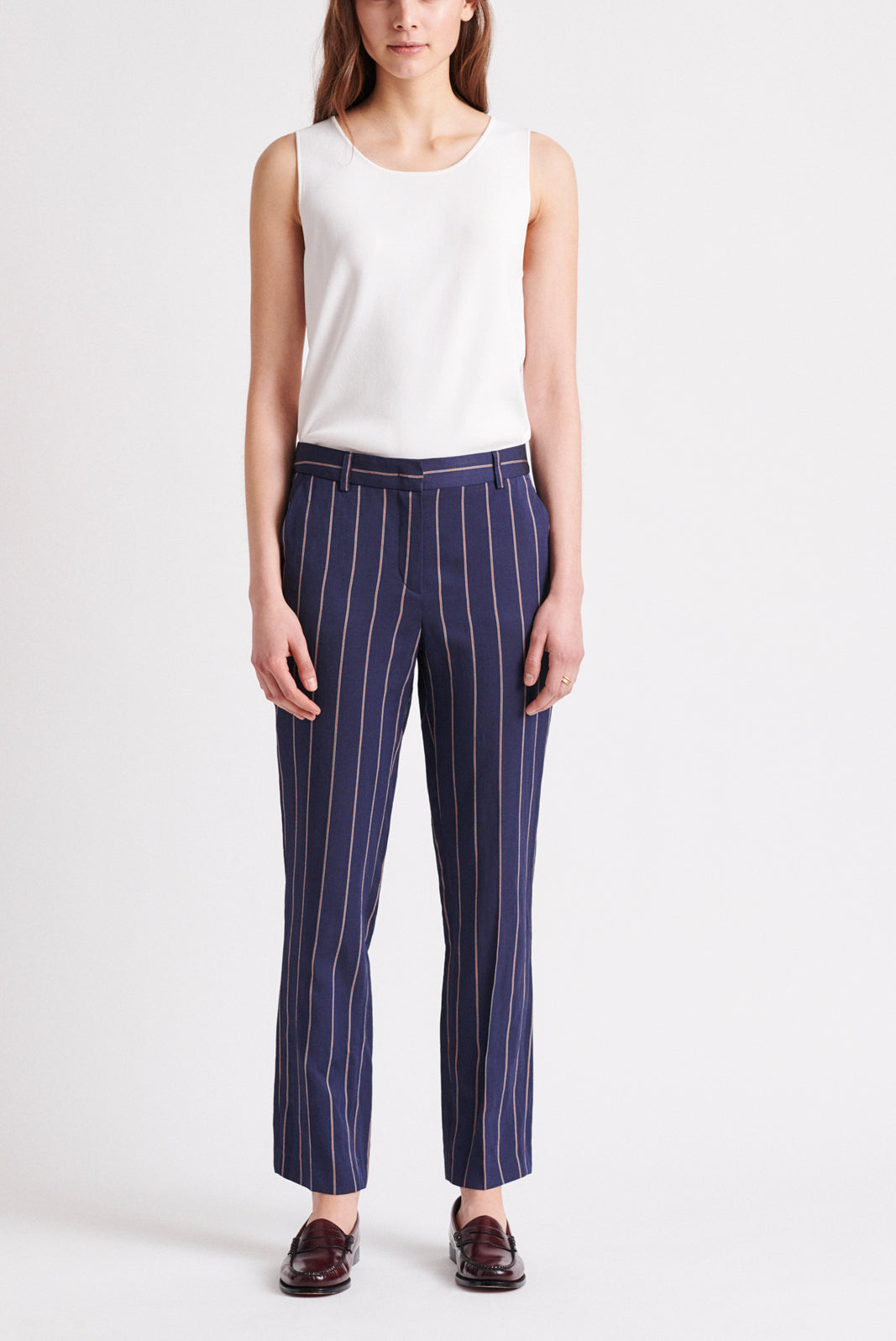MIRELLA - Pantalon 7/8 à rayures en lin mélangé Faume - seconde main