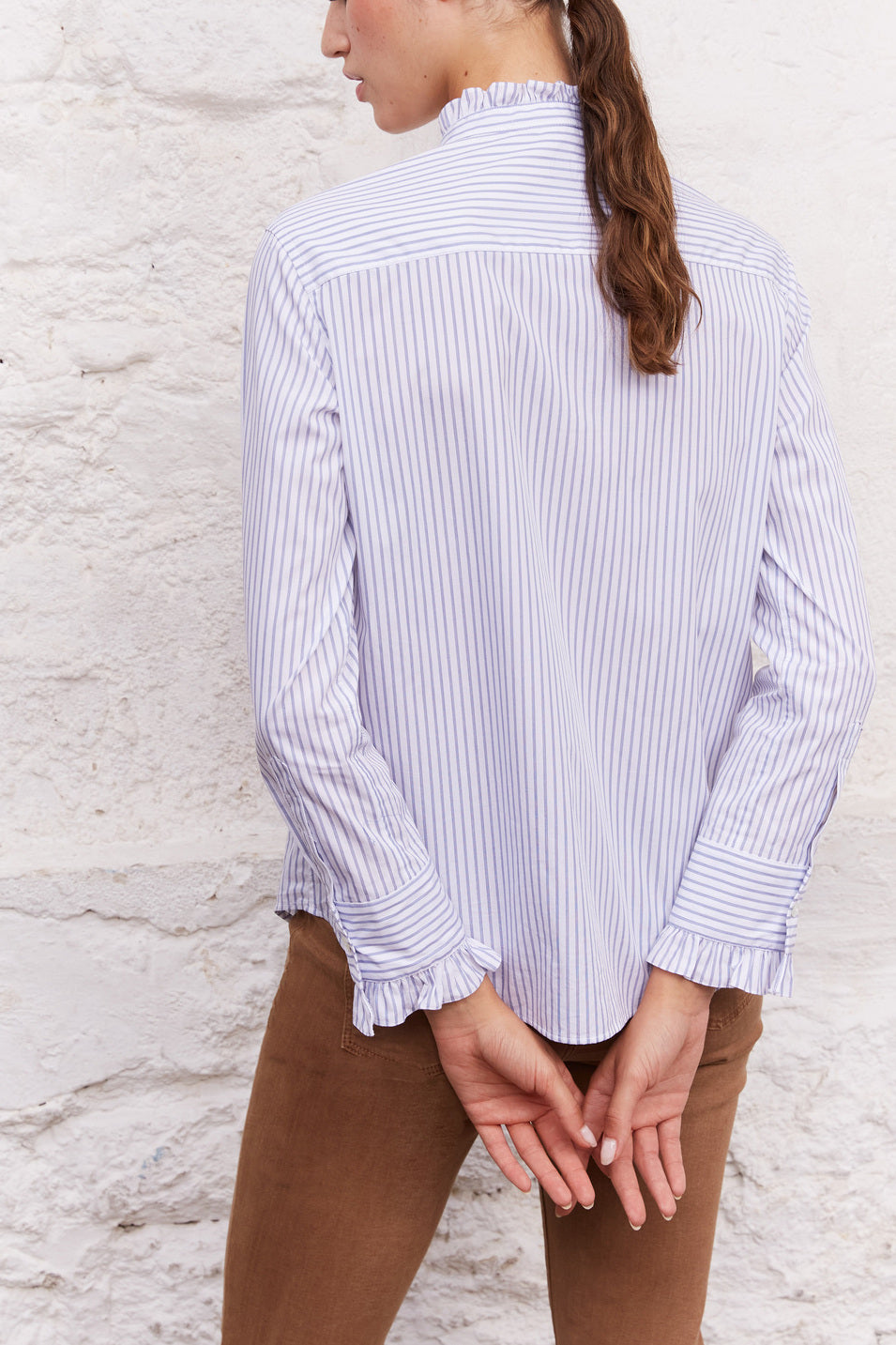 Chemise en coton rayé avec volants - AMBRA Faume - seconde main