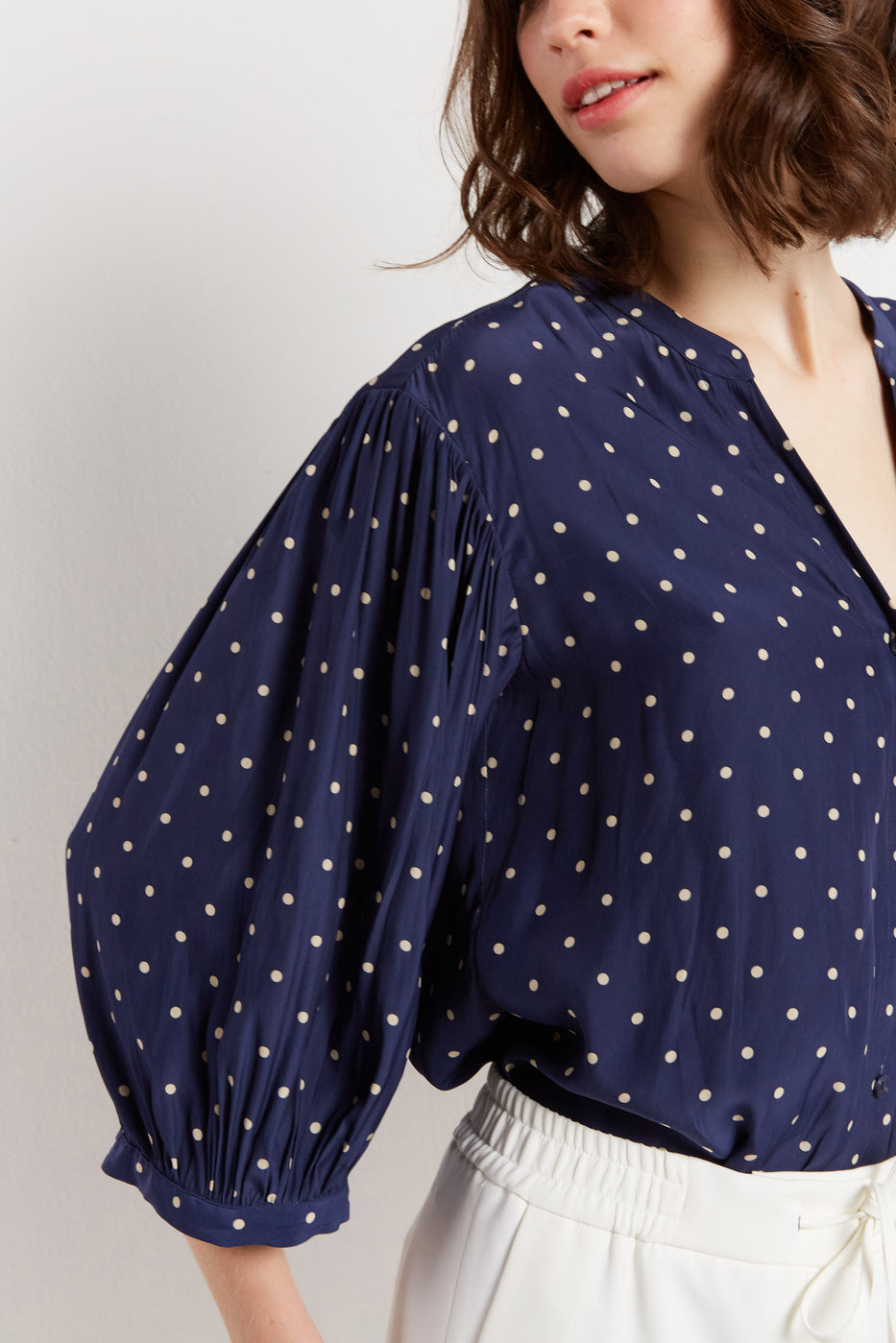 Chemise à pois fluide et satinée - CLOANE Faume - seconde main