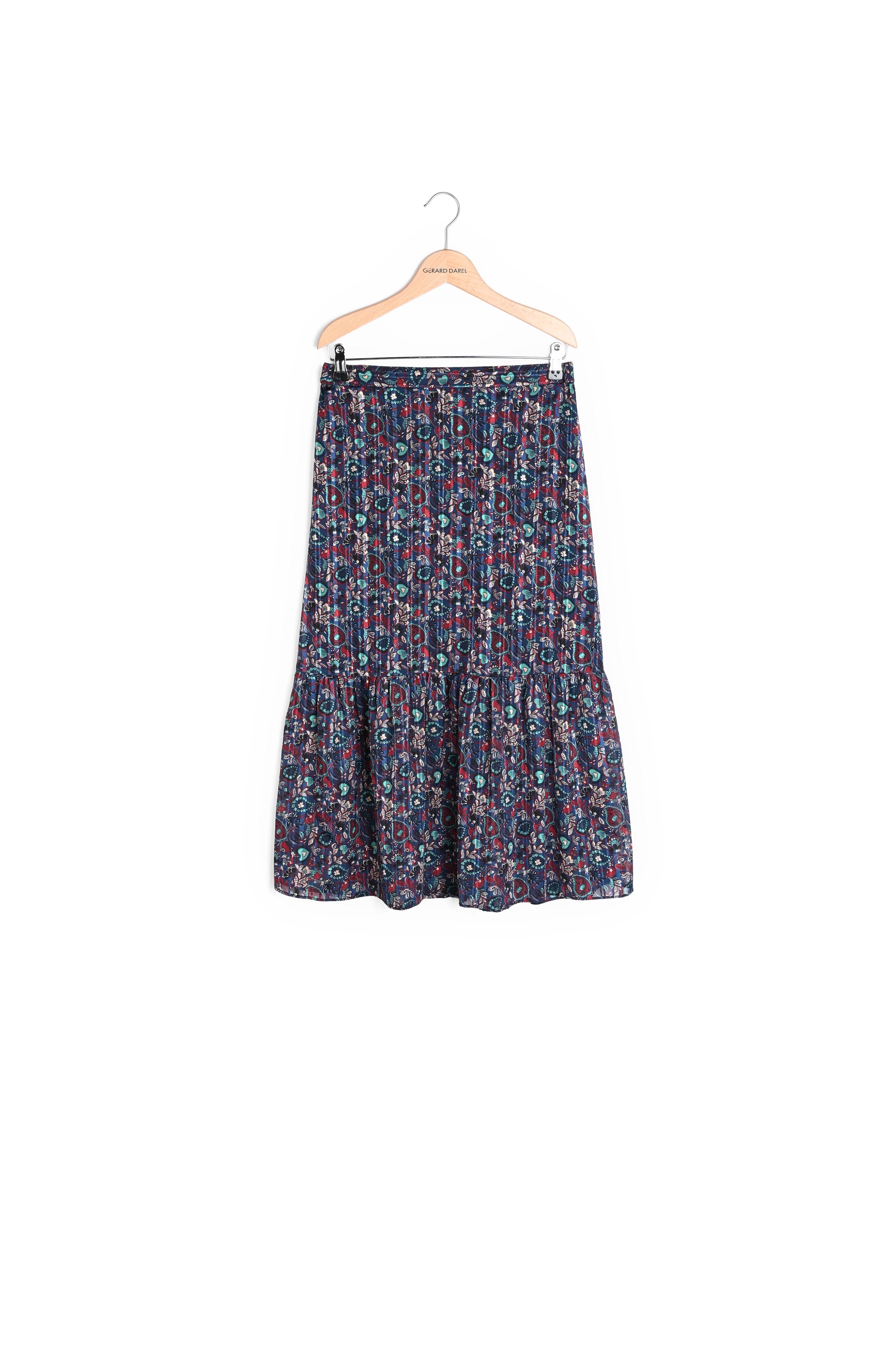 TERRY - Jupe longue en mousseline imprimée et Lurex Faume - seconde main