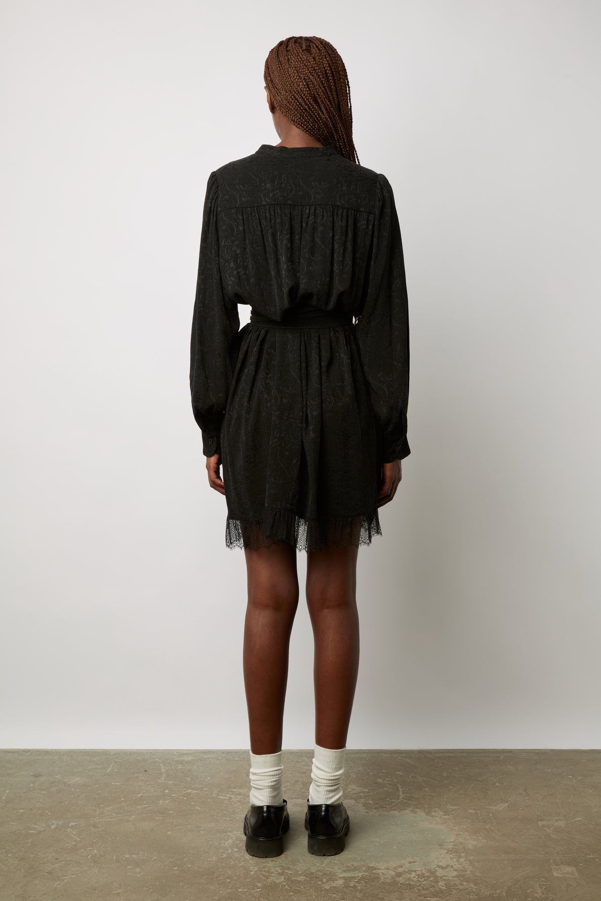 Robe courte en jacquard avec application de dentelle - JOSY Faume - seconde main