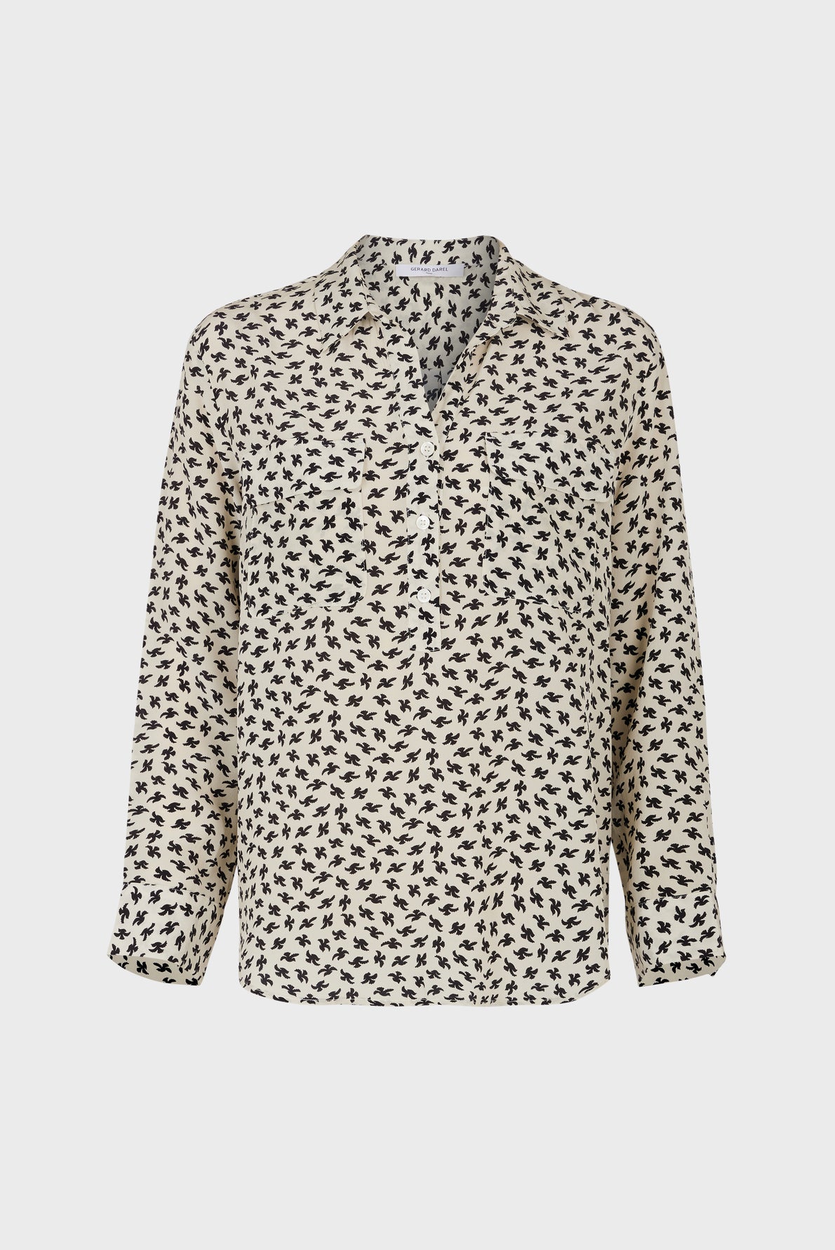 Blouse en soie imprimé oiseaux - CLEA Faume - seconde main