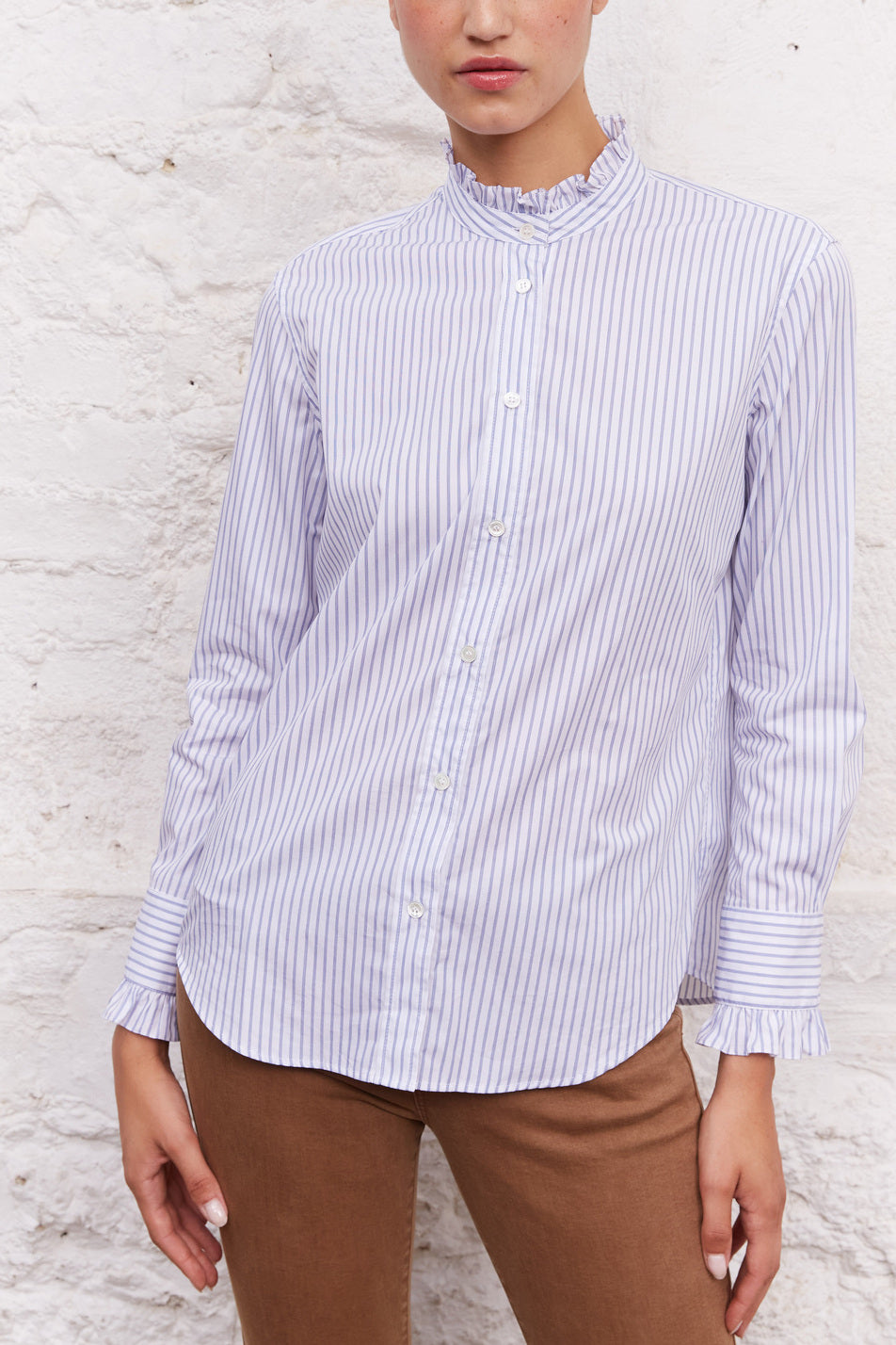 Chemise en coton rayé avec volants - AMBRA Faume - seconde main